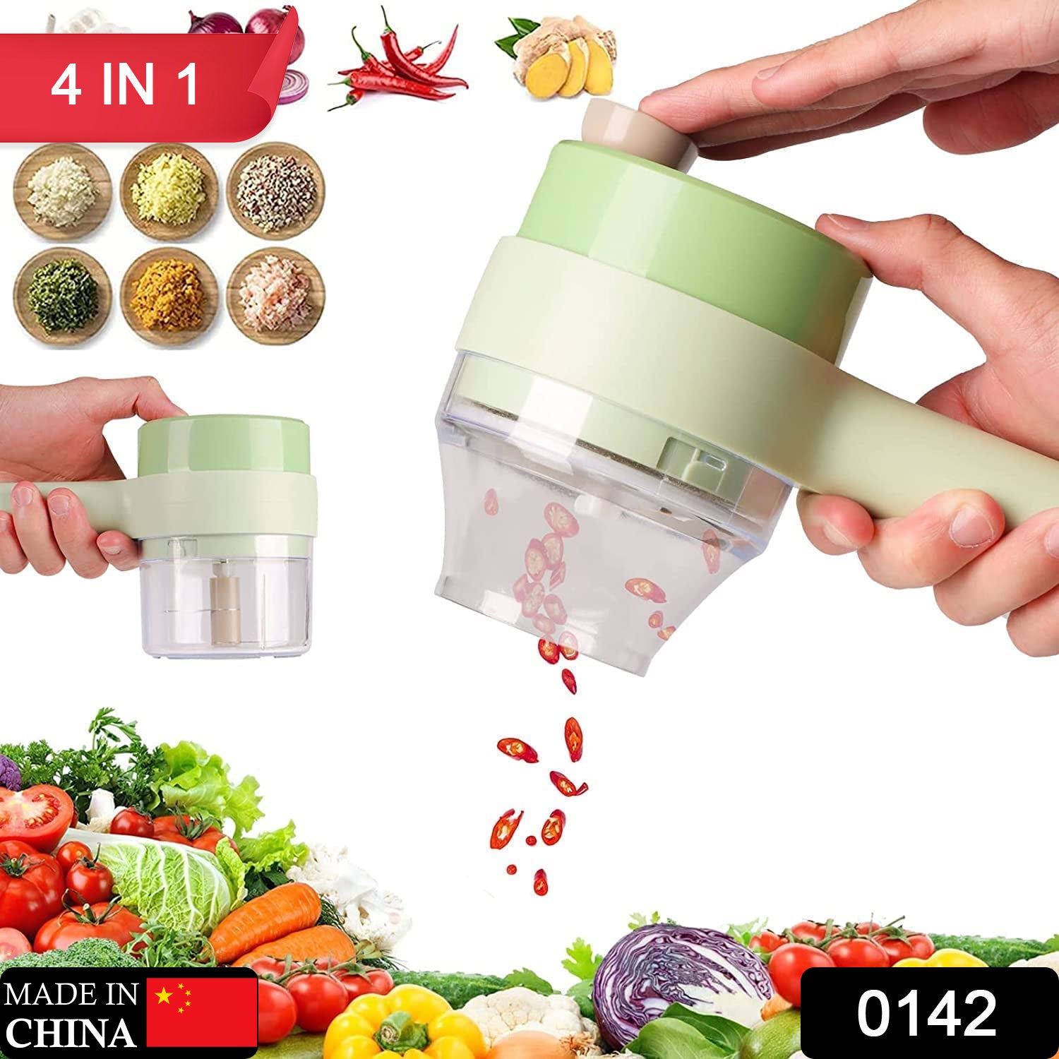 Electric Vegetable Chopper Multifunction (4 In 1 )