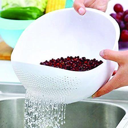 108 Kitchen Plastic Big Rice Bowl Strainer Perfect Size For Storing And Straining by Wukusy