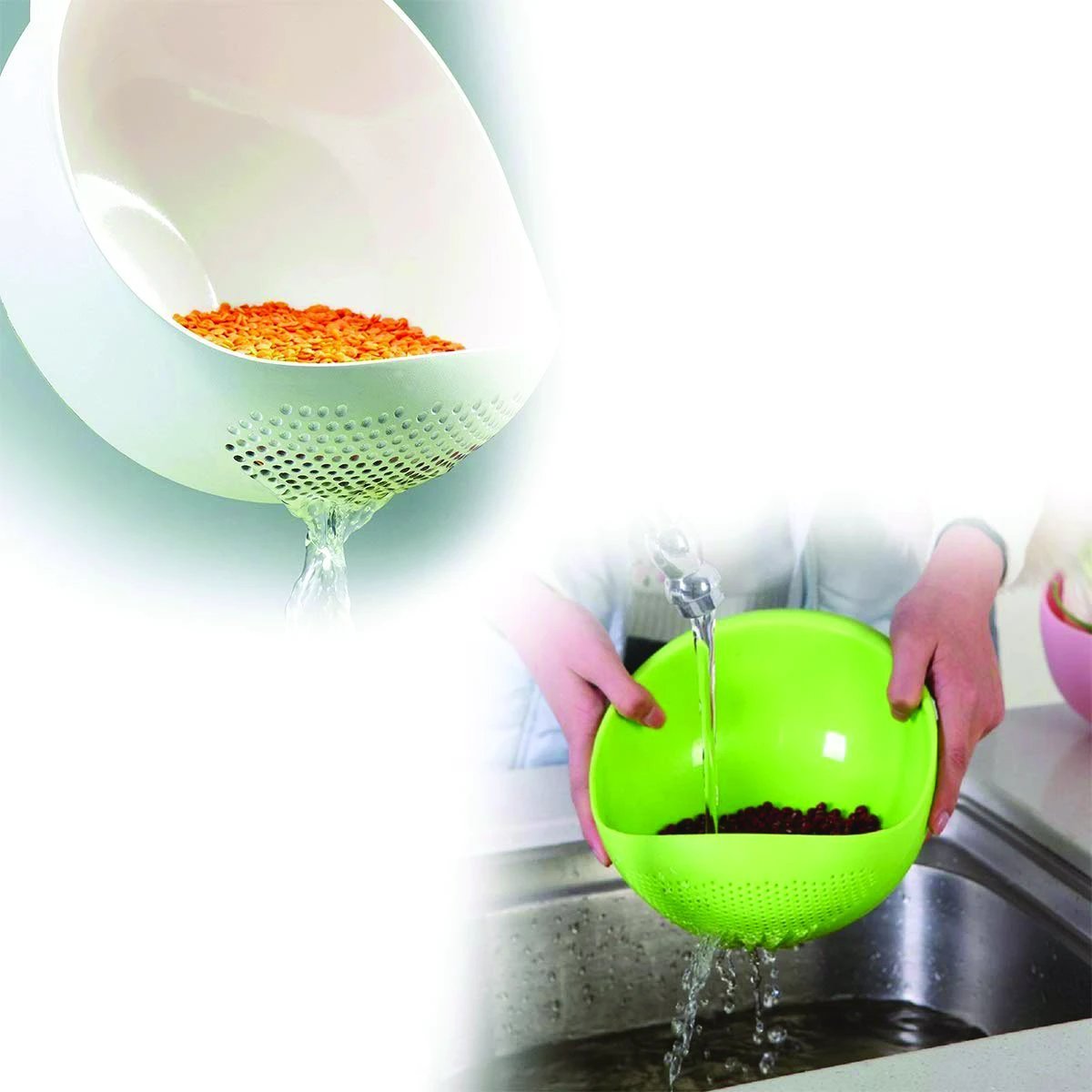 108 Kitchen Plastic Big Rice Bowl Strainer Perfect Size For Storing And Straining by Wukusy