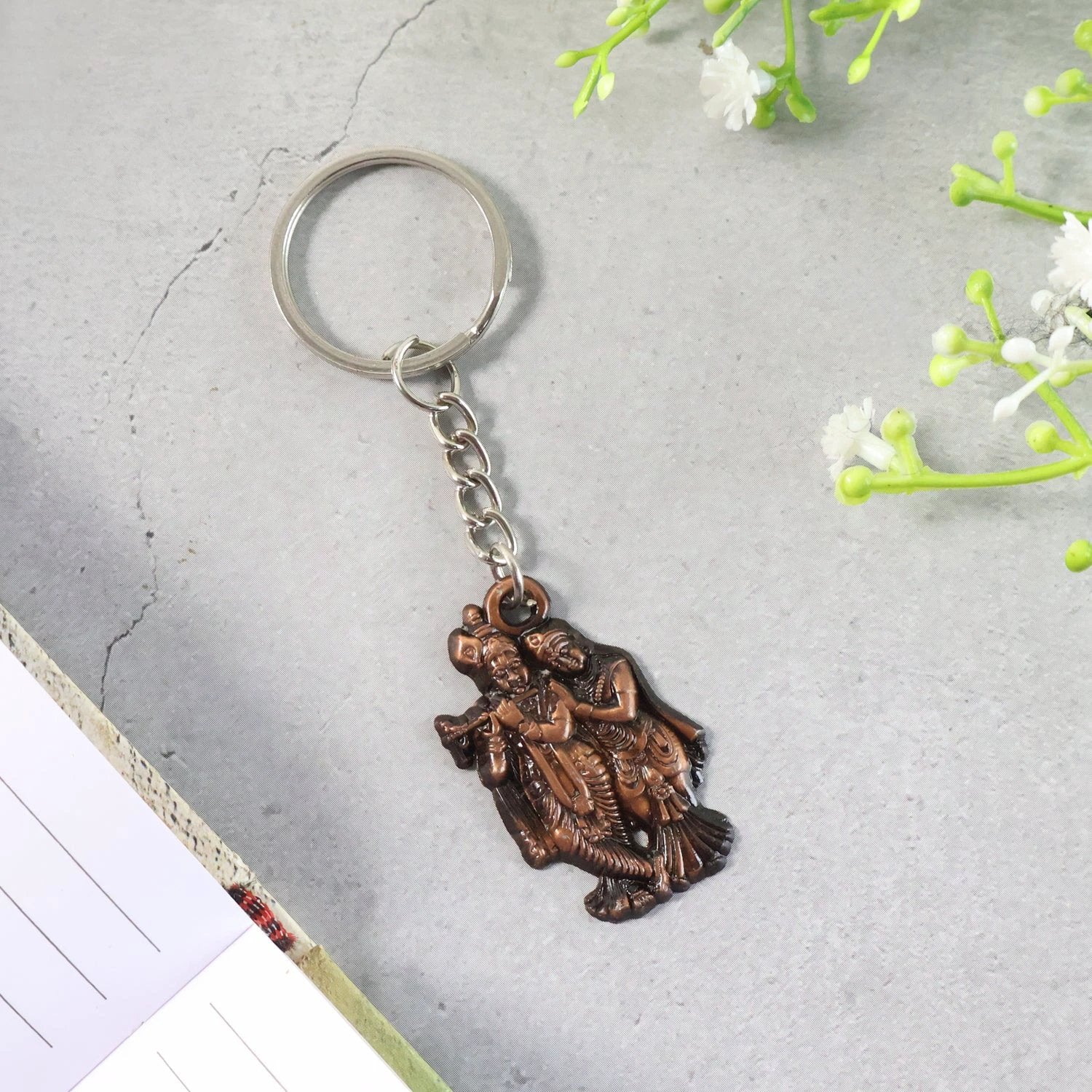 Radha Krishna Metal Keychain - Classic Design by Wukusy