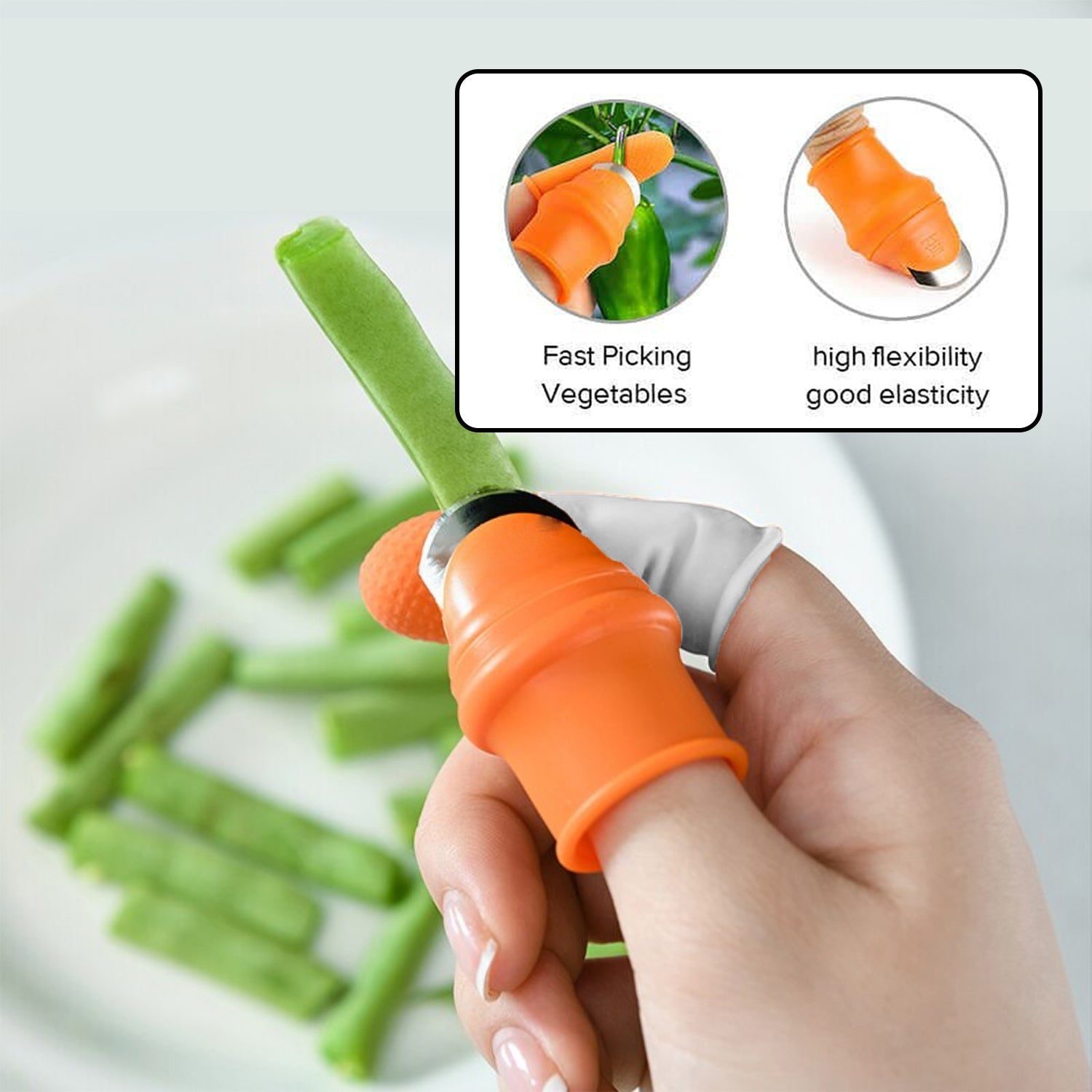 1 Pair V Thumb Cutter With Box Used In All Kinds Of Household And Official Kitchen Purposes For Peeling And Cutting Of Various Types Of Vegetables And Fruits Etc.