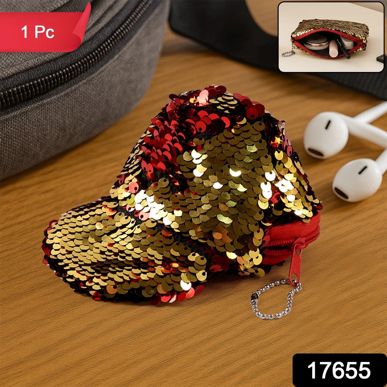 Stylish Sequin Mini Cap-shaped Coin Purse (1 Pc) - 69KART