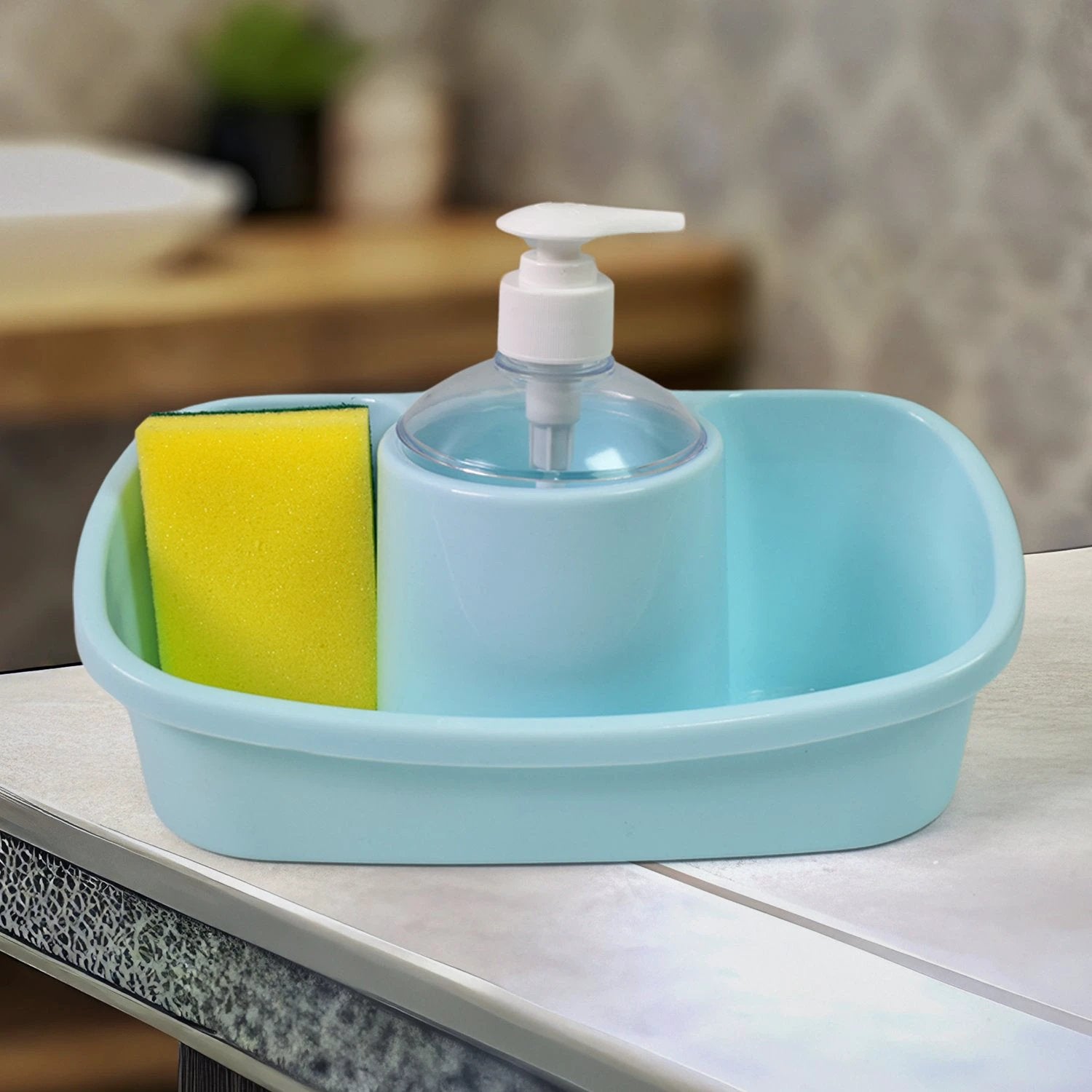 3 In 1 Hand Wash Liquid Soap Dispenser With Sponge Holder (1 Set) - 69kart