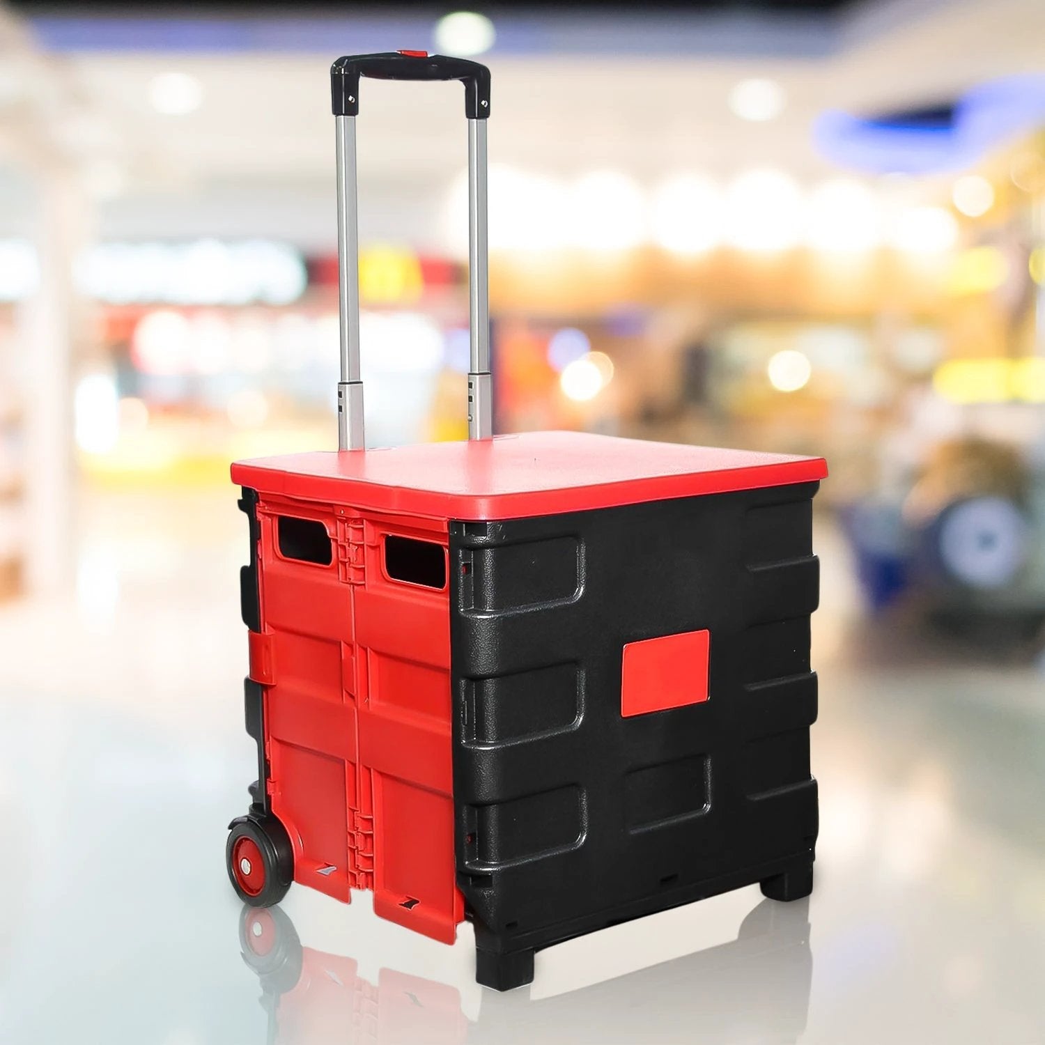 Foldable Shopping Grocery Trolley  Cart Travel Portable Food Basket (1 Pc) - 69KART