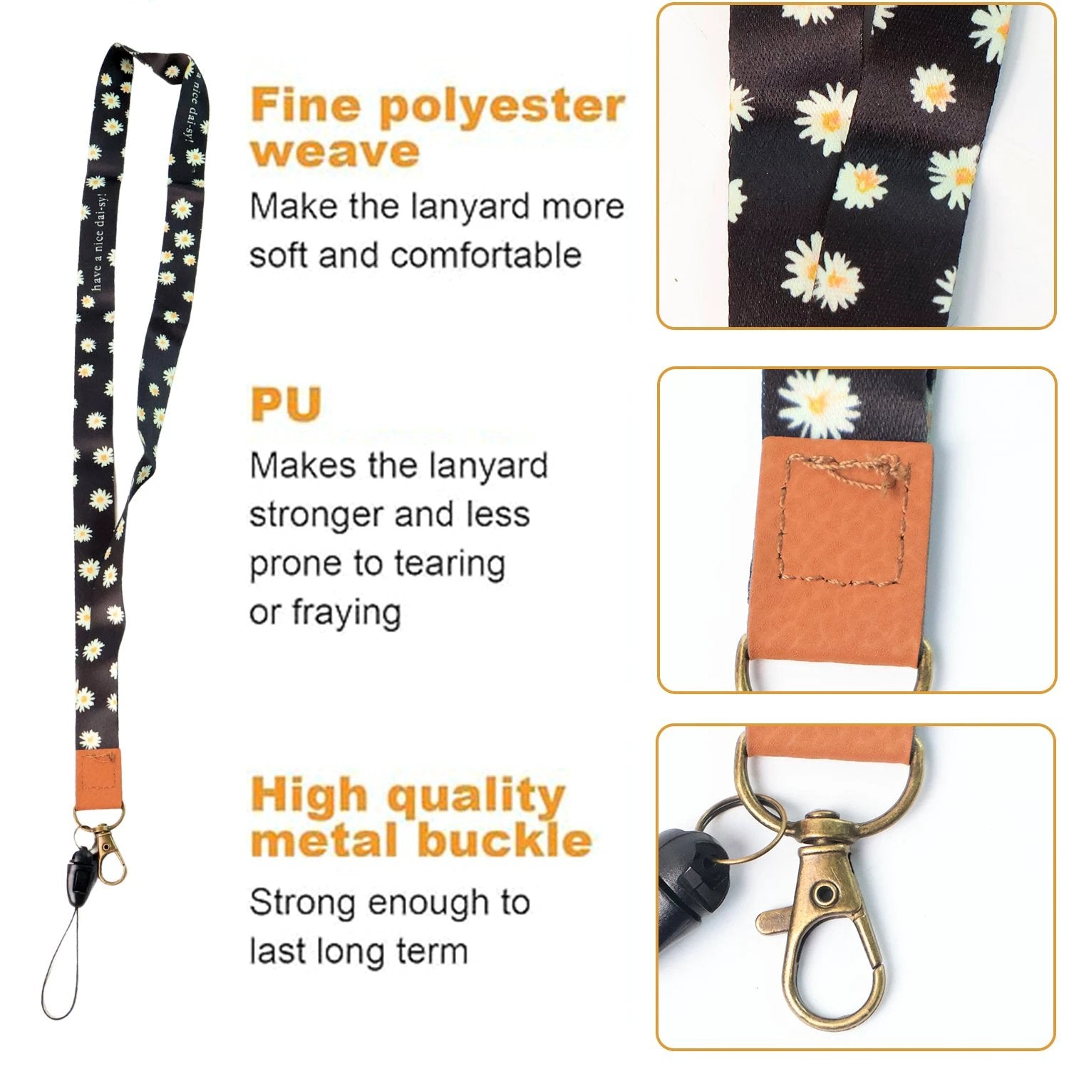 Floral Print Neck Lanyard Strap With Clip Hook  Mobile String (1 Pc) - 69KART