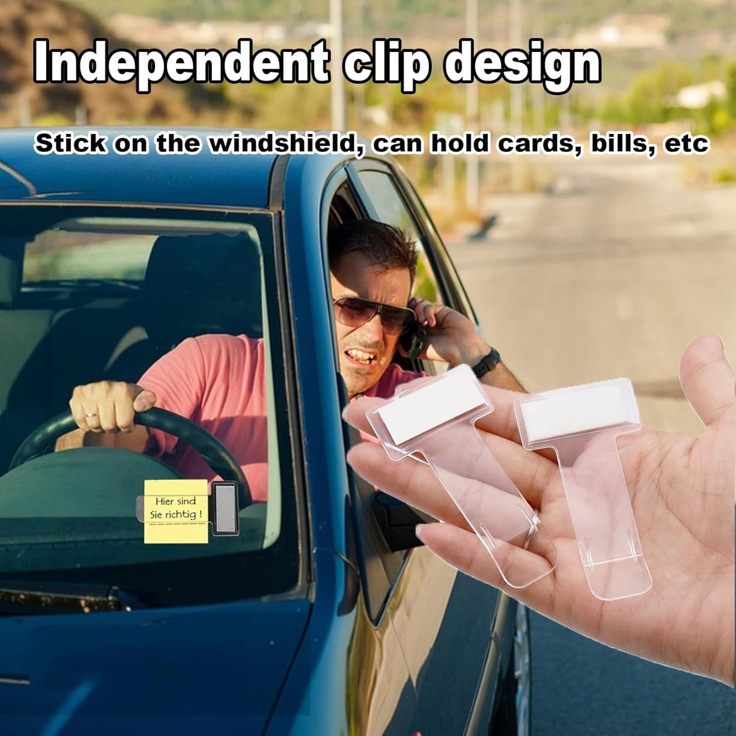 Windscreen Cardholder Fastag Stand Transparent Ticket Holder Car (2 Pc Set) - 69kart