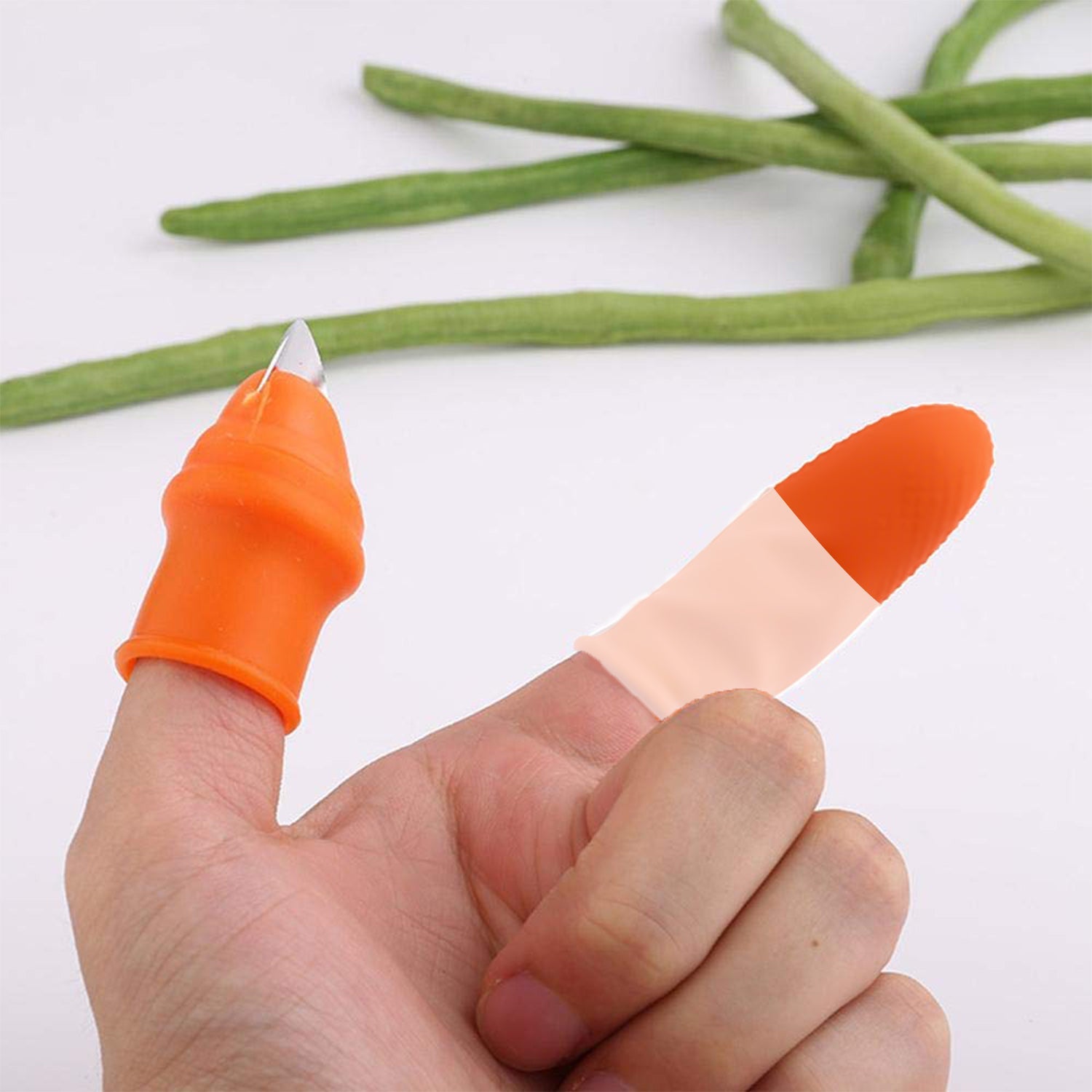 1 Pair V Thumb Cutter With Box Used In All Kinds Of Household And Official Kitchen Purposes For Peeling And Cutting Of Various Types Of Vegetables And Fruits Etc.