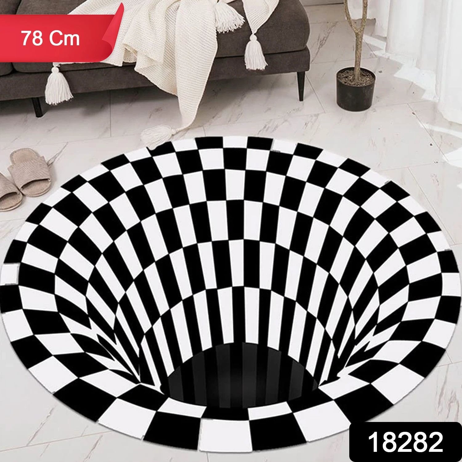 3d Space Round Carpet Floor Mat Non-woven Doormat (1 Pc  78 Cm) - 69kart