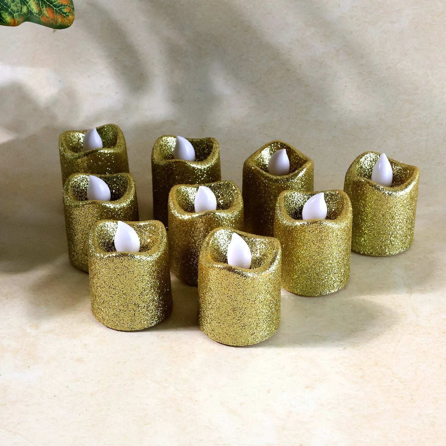 LED Glitter Tealight Candles - 9 Piece Set by Wukusy