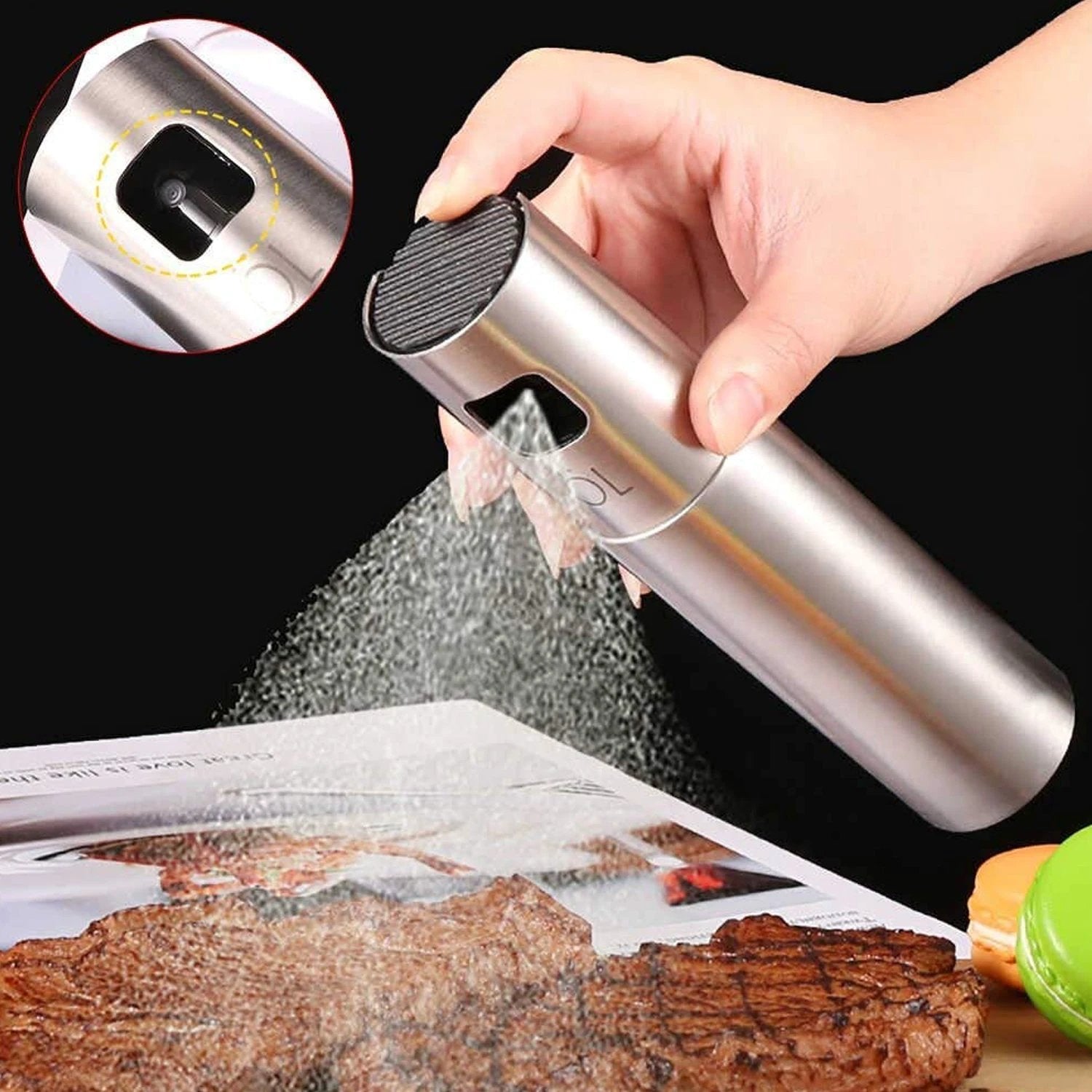 Oil Spray Bottle For Dosa Food Grade Stainless Steel Glass Oil Spray Bottle (100 Ml) by Wukusy