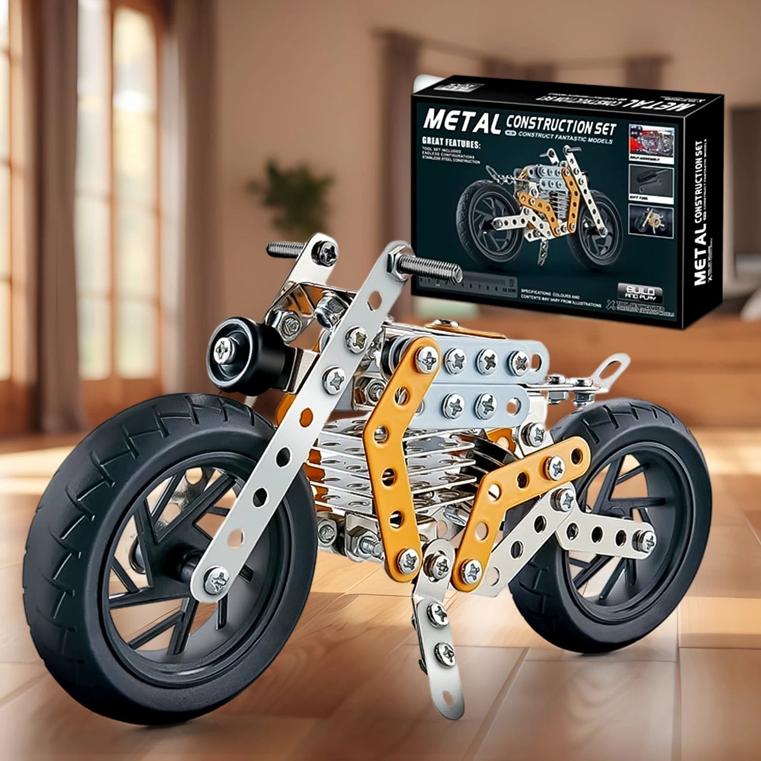 Metal Bike Construction Kit - 140 Pieces by Wukusy