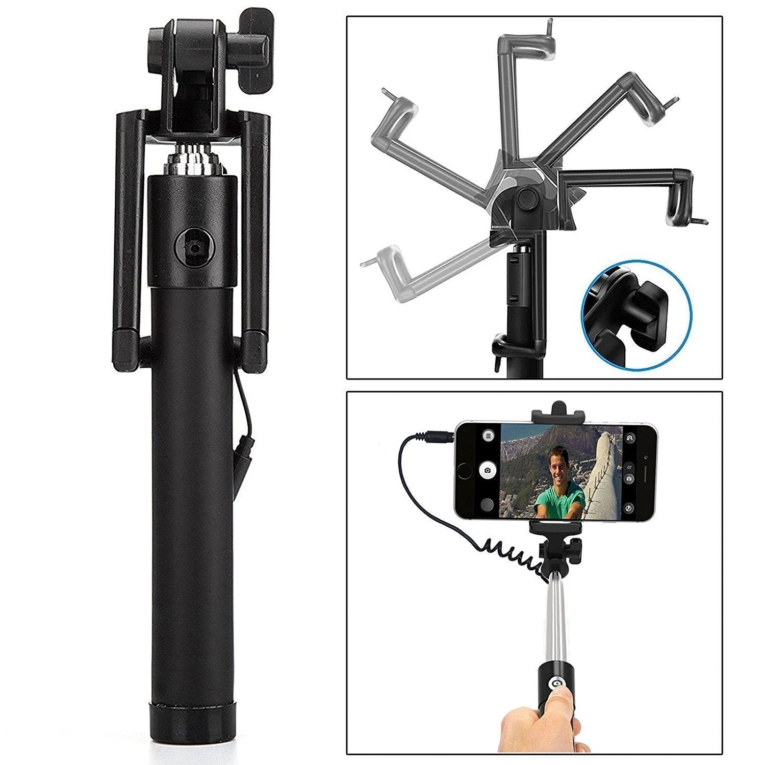 1347 Selfie Sticks Box With Aux Wire For All Smart Phones by Wukusy