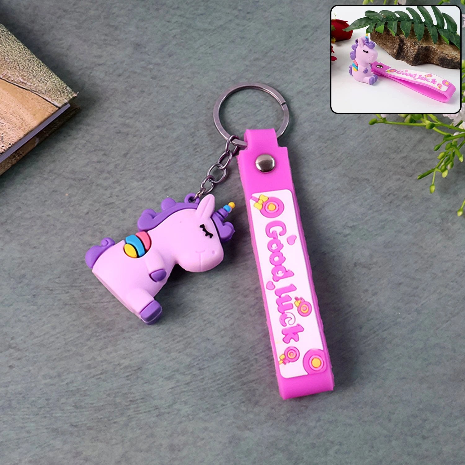 Cute Cartoon Silicone 3d Key Chain With Metal Hook  Strap (Pack Of 1) - 69KART