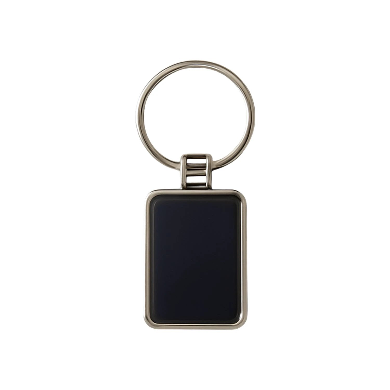 Rectangular Black & Silver Metal Keychain by Wukusy
