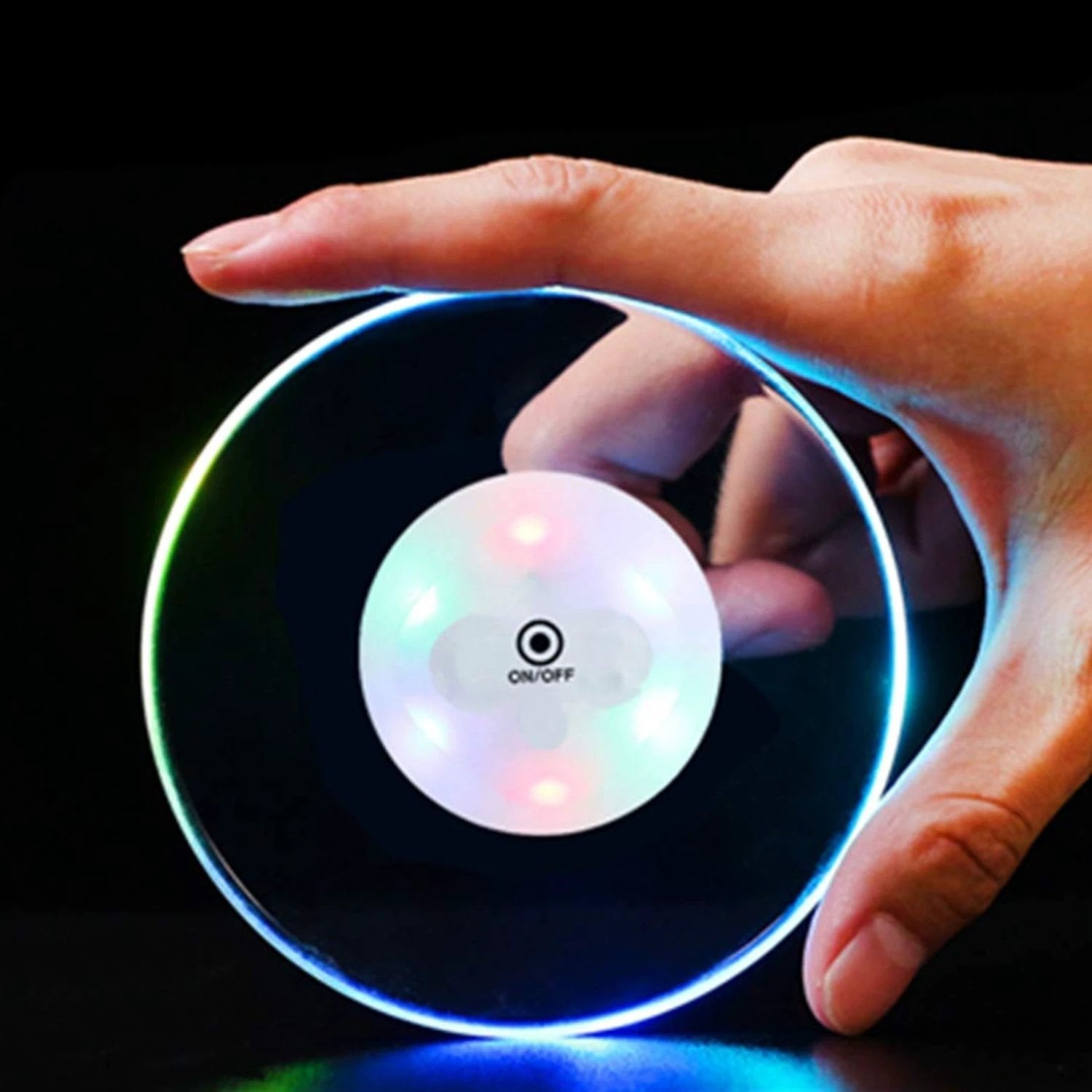 Colorful Led Cocktail Coaster Round Ultra-thin Led Drink Coaster (1 Pc) by Wukusy