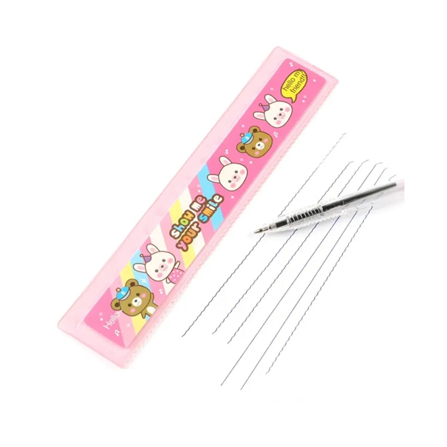 7959 10 Pcs Set Stationary Set Including Pencil Ruler Rubber Pencil Sharpener Glue Ballpoint Pen Scissors Pencil Cover School Office Product Gift - 69KART