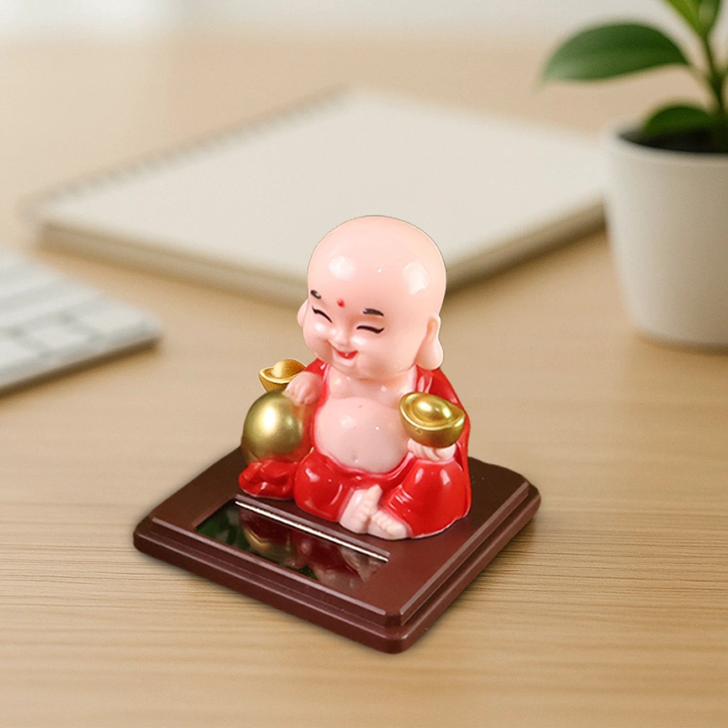 Solar Power Moving Head Buddha Statue Car Ornament (1 Pc  Mix Color) - 69KART