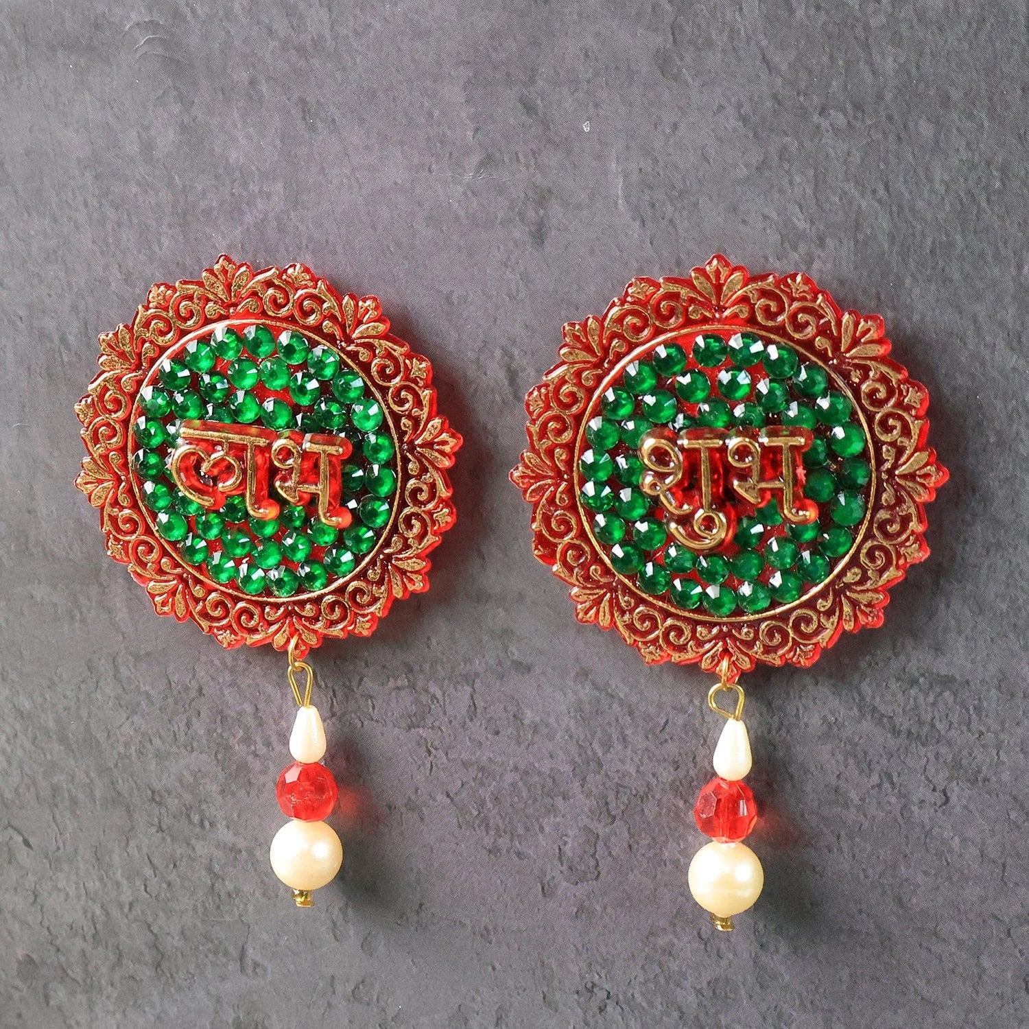Shubh Labh Beaded Decorative Door Hanging (2 Pc) by Wukusy