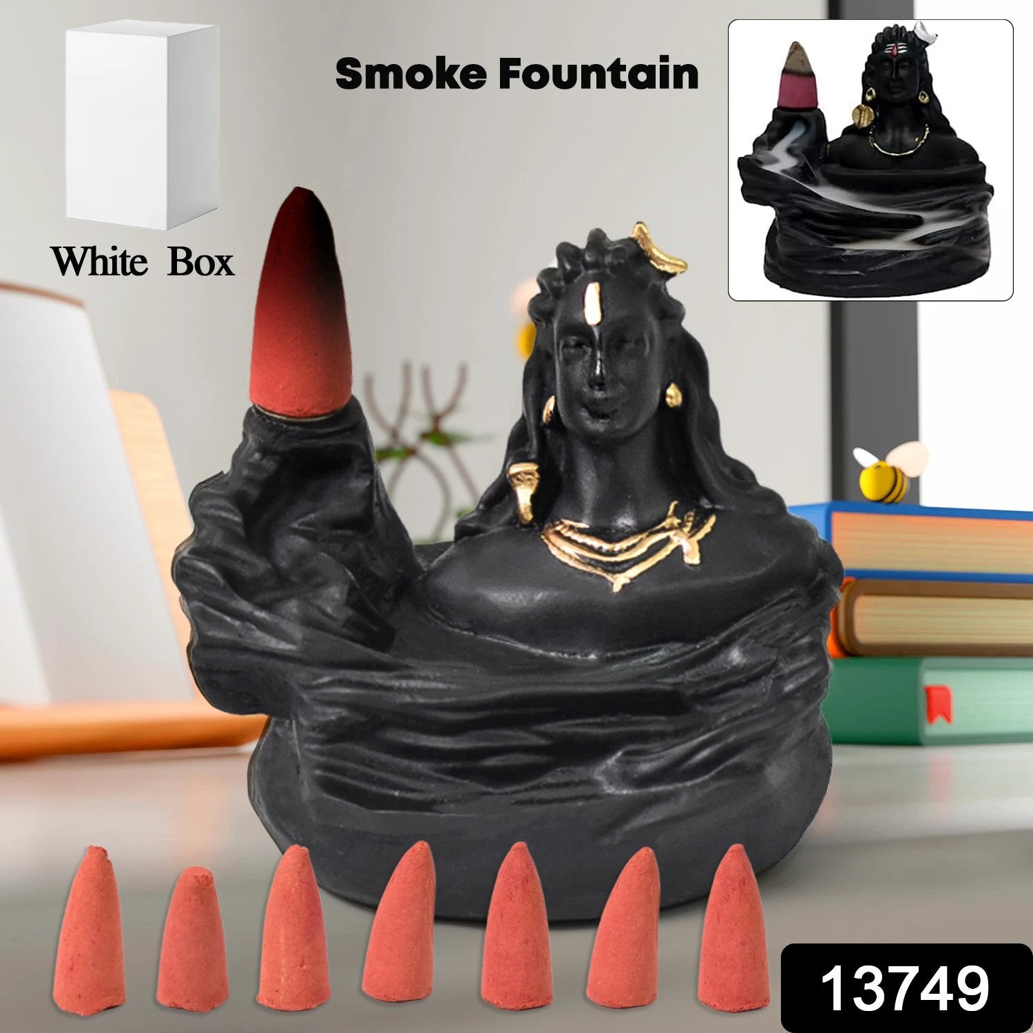 Adiyogi Shiva Backflow Smoke Fountain Incense Holder Burner (1 Pc) by Wukusy