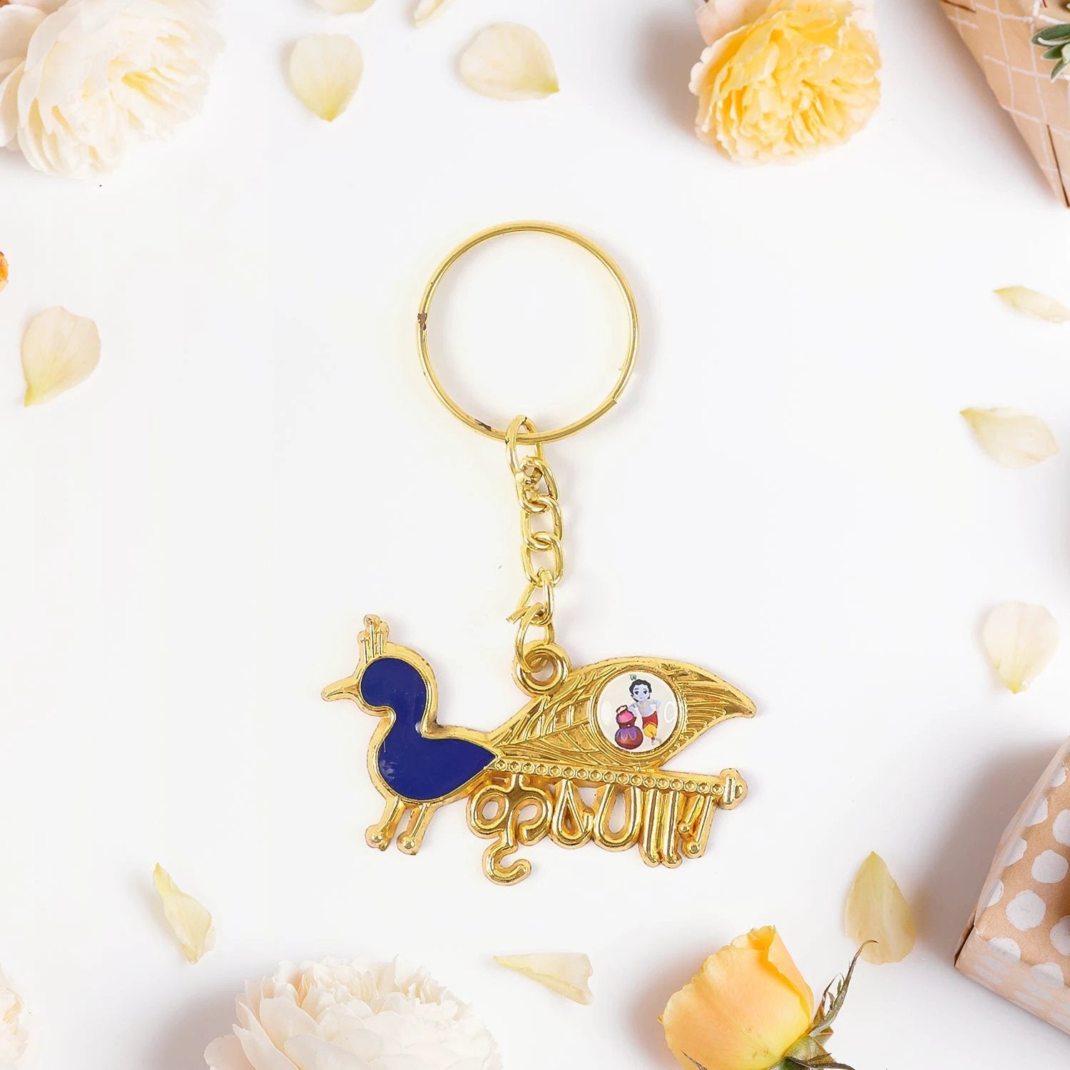 Premium Krishna-themed Decorative Metal Keychain by Wukusy