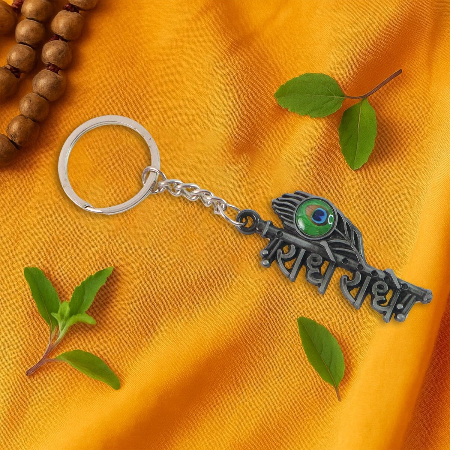 Radha Krishna Radhe Radhe Metal Keychain by Wukusy