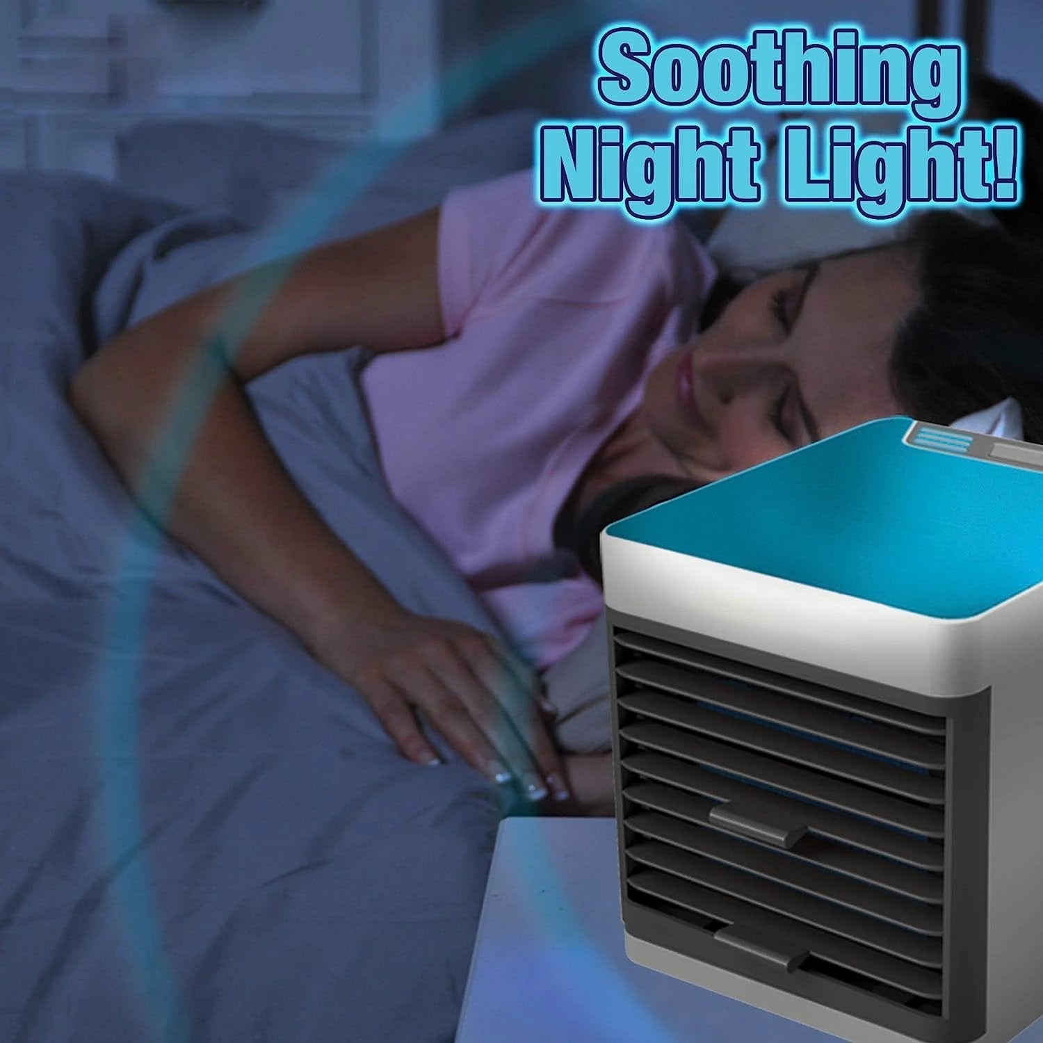 1464 Mini Portable Air Cooler Personal Space Cooler Easy To Fill Water And Mood Led Light And Portable Air Conditioner Device Cool Any Space Like Home Office - 69kart
