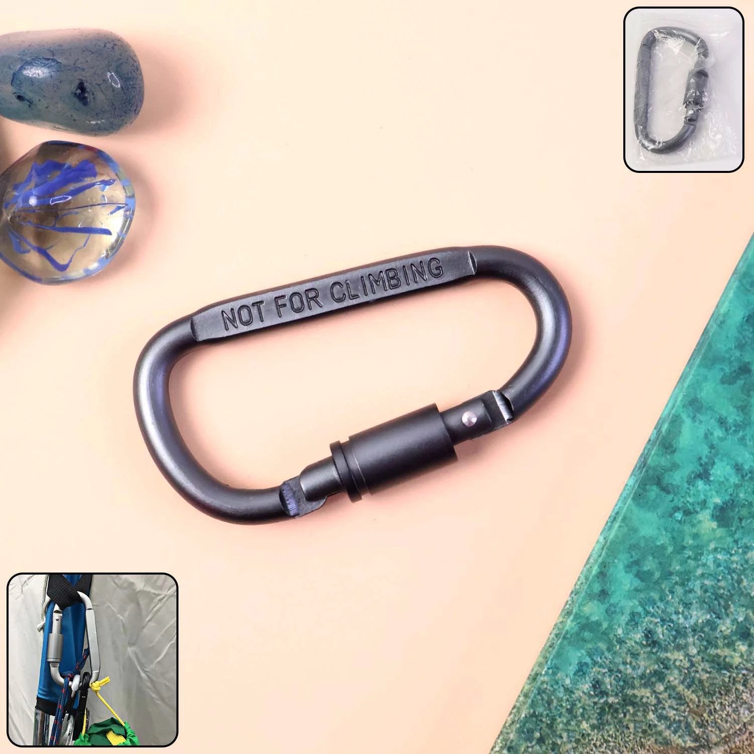 Heavy-Duty Metal Carabiner Hook with Screw Lock by Wukusy