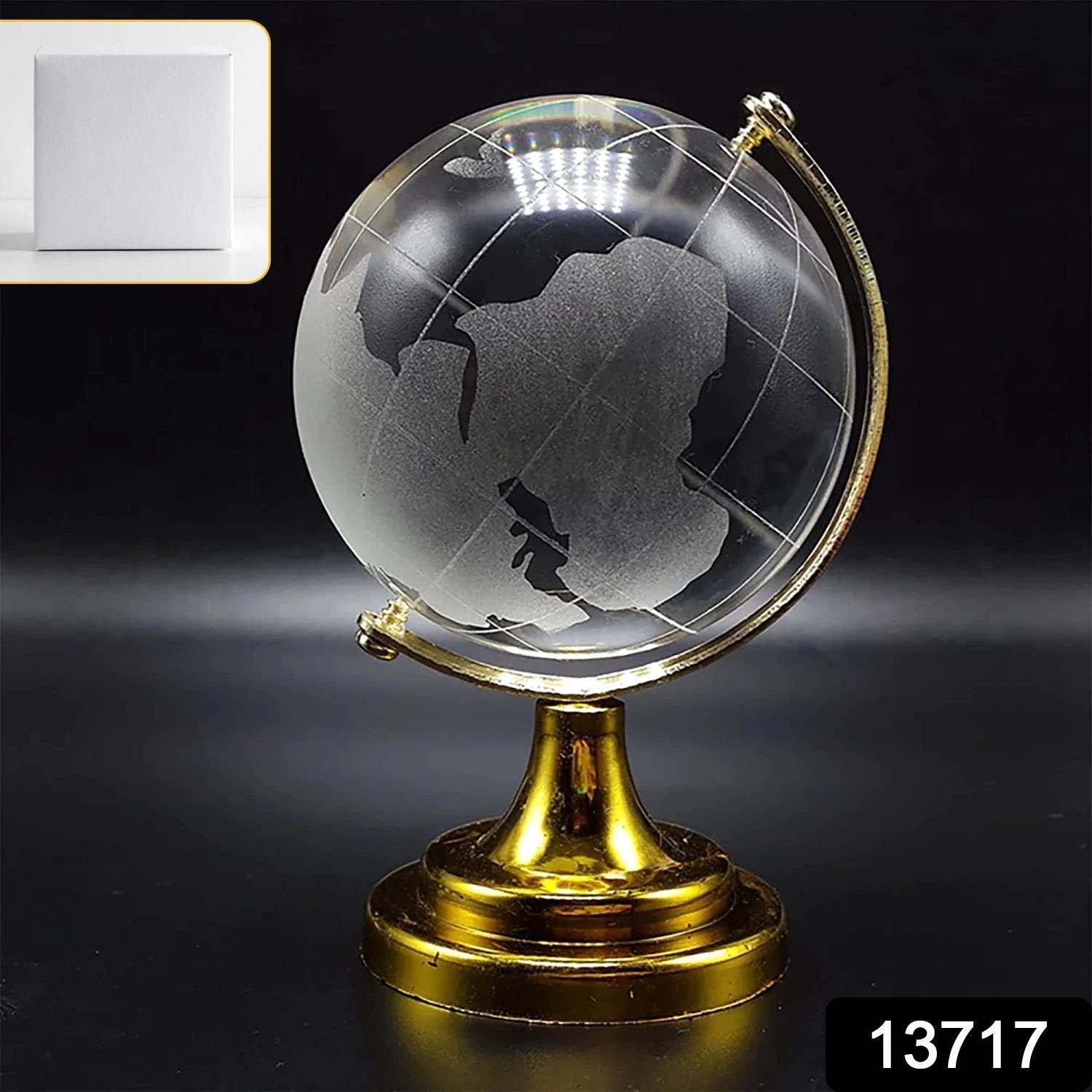 Crystal Globe World Map 50 Mm With Golden Stand (1 Pc) by Wukusy