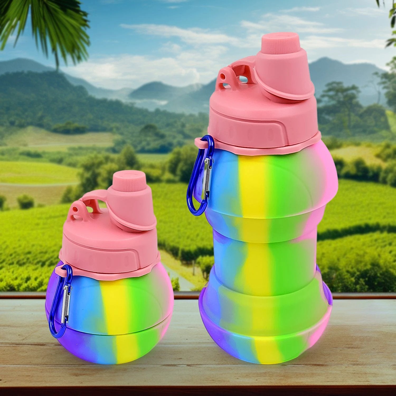 Flexible Collapsible Silicone Sports Water Bottle (260 Ml 20 Cm Folding) by Wukusy