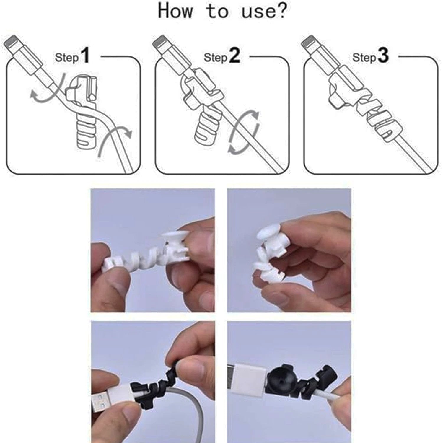 Cable Cord Protector Saver With Suction End (Suction Winder 4 Pcs Set) by Wukusy