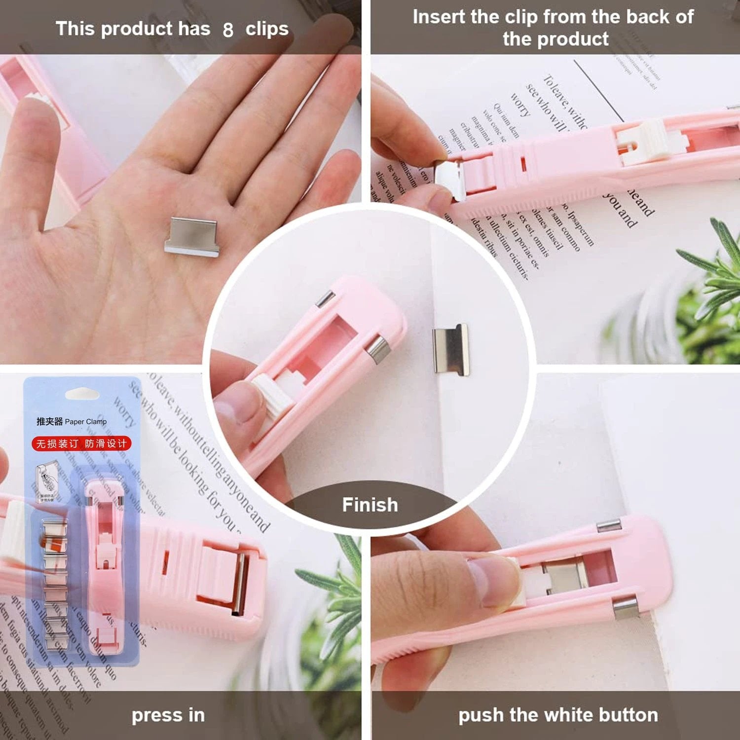 Portable Paper Clamp With 8 Pcs Clip Dispenser Handheld Paper Fast Clam (1 Set) - 69KART