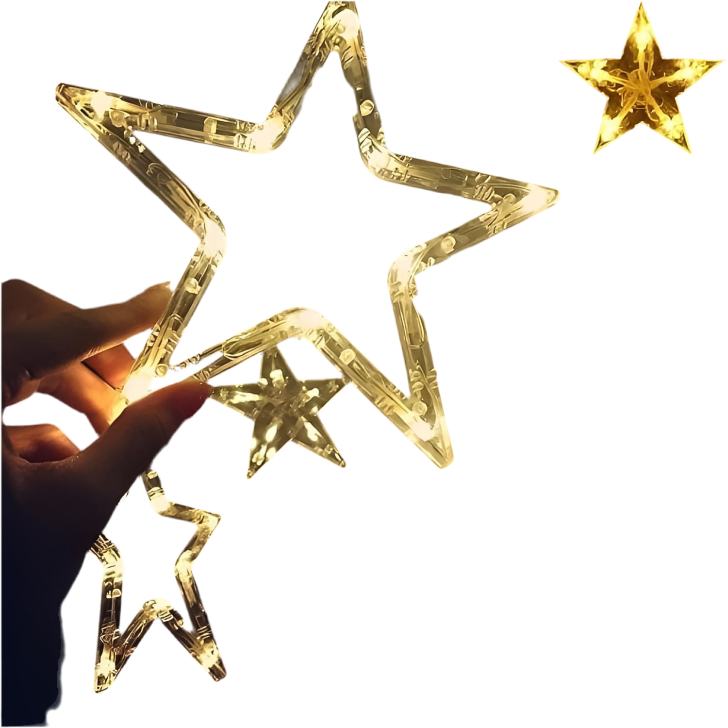3385 12 Stars Led Curtain String Lights With 8 Flashing Modes For Home Decoration Diwali  Wedding Led Christmas Light Indoor And Outdoor Light Festival Decoration  (Warm White)