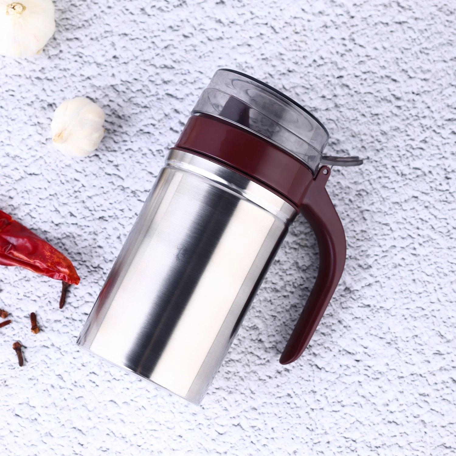 Oil Dispenser Stainless Steel With Small Nozzle 500ml Oil Container. - 69KART