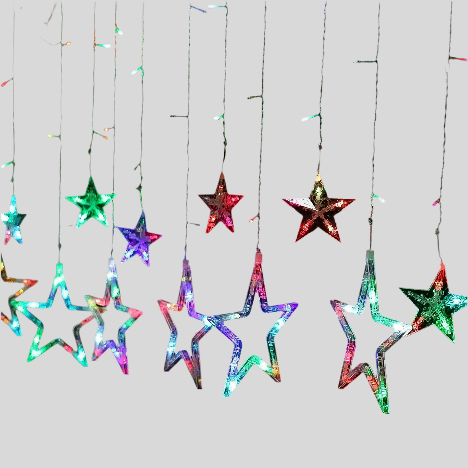 12 Stars Led Curtain String Lights With 8 Flashing Modes (Multicolor)