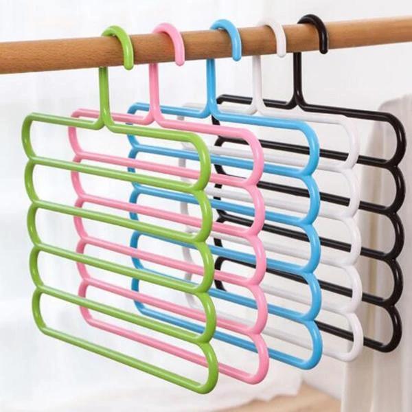587 5 In 1 Multipurpose Plastic Hanger Assorted (5-layer) by Wukusy
