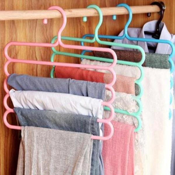 587 5 In 1 Multipurpose Plastic Hanger Assorted (5-layer) by Wukusy