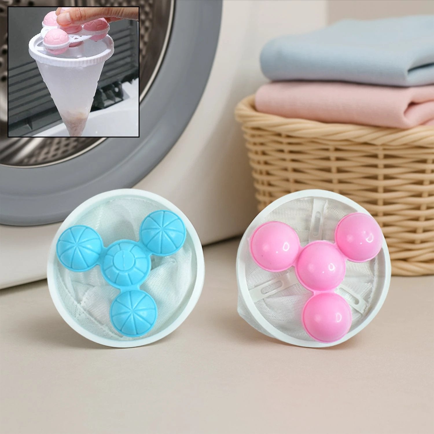 12604 Laundry Ball Floating Pet Fur Lint Hair Catcher Household Reusable Washing Machine Floating Lint Mesh Bag Hair Filter Net Pouch Washing Lint Hair Remover Net Mesh Bag Dryer (1 Pc) - 69KART