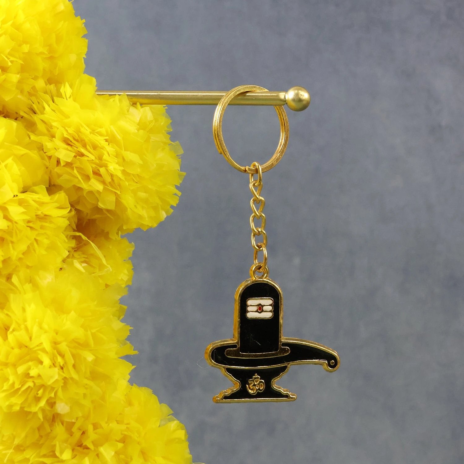 Shivling Design Golden Keychain by Wukusy