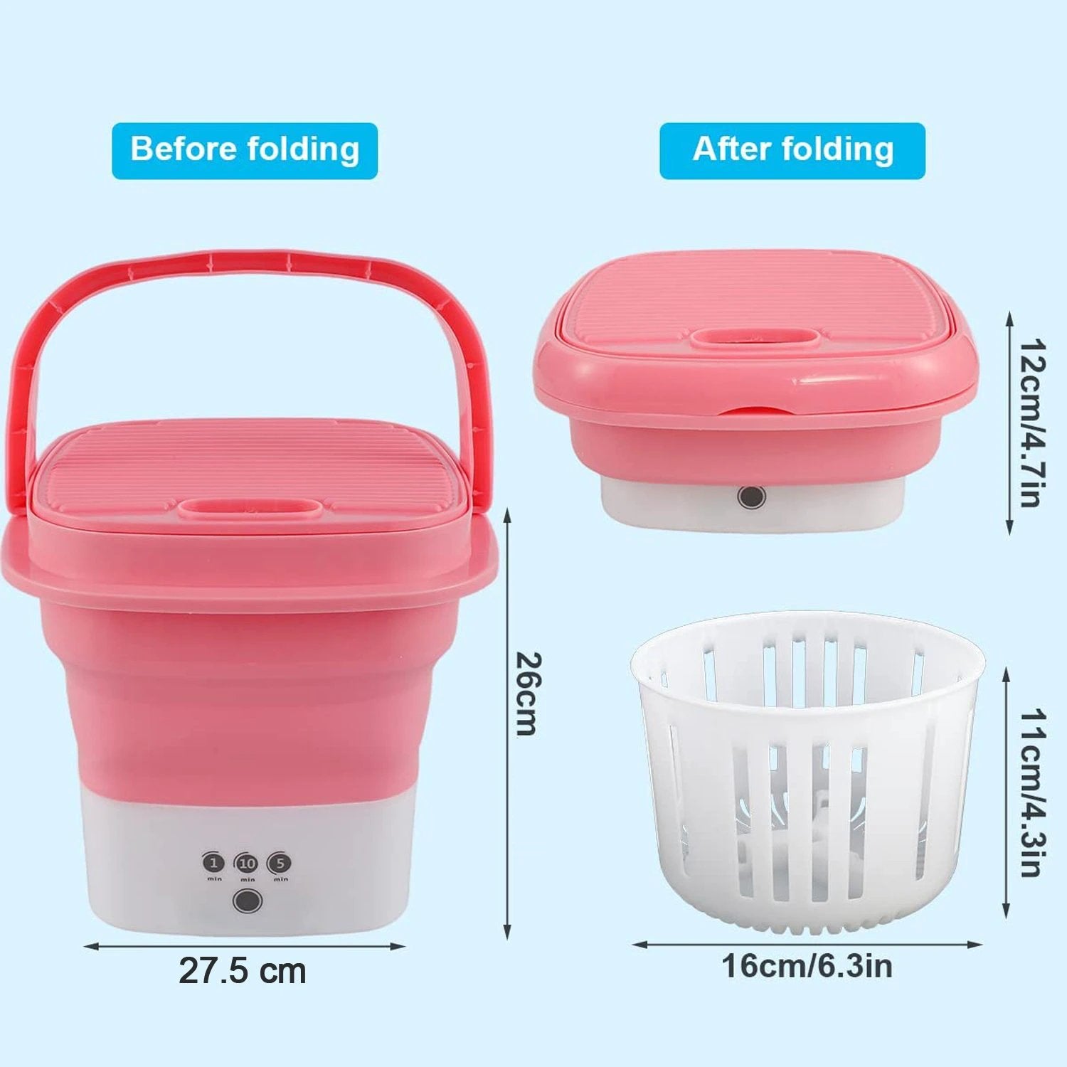Foldable Electric Washing Bucket (1 Pc) by Wukusy