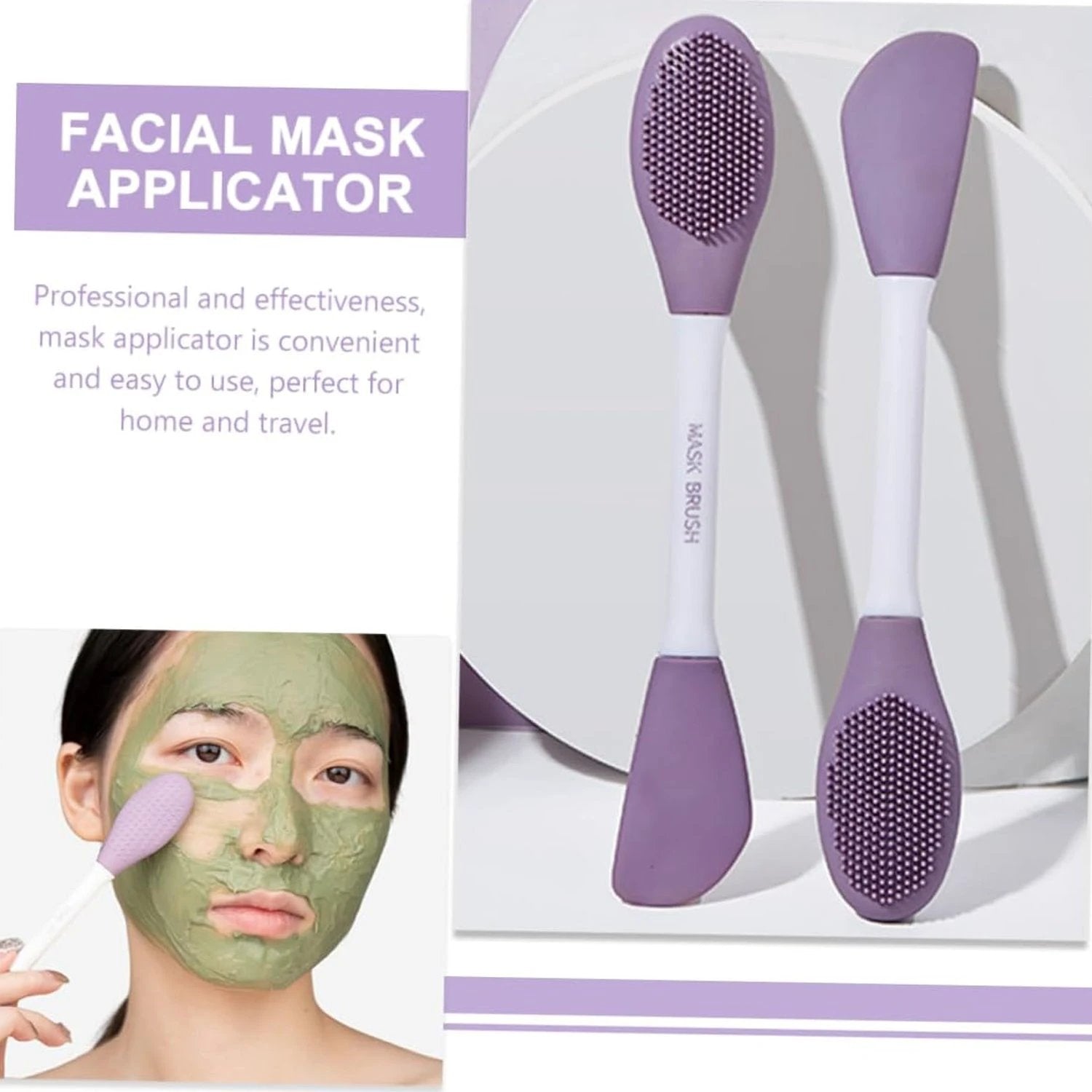 12532 Double-headed Silicone Mask Brush Face Cleansing And Applying Mud Mask Beauty Salon Special Brush Smear Tool Facial Scrub Silicone Wash Scrubber Face Tools (1 Pc) by Wukusy