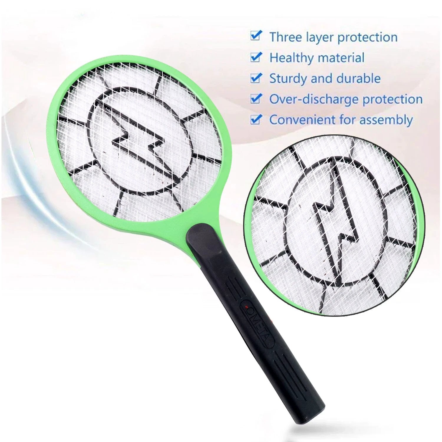 Green Rechargeable Electric Mosquito Killer Racket With Cable by Wukusy