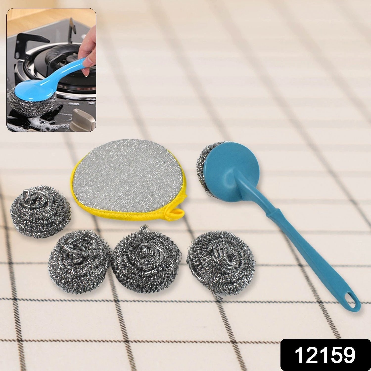 6 In 1 Kitchen Cleaning Set Handy Free Stainless Steel Scrubber by Wukusy