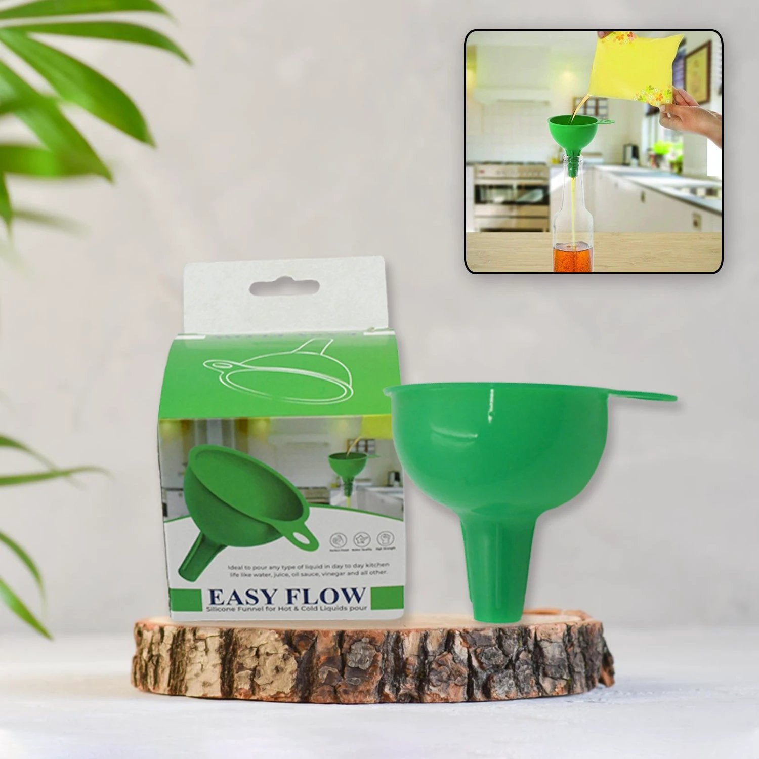4237 Silicone Funnel For Pouring Oil Sauce Water Juice And Small Food-grainsfood Grade Silicone Funnel (1 Pc Green) by Wukusy