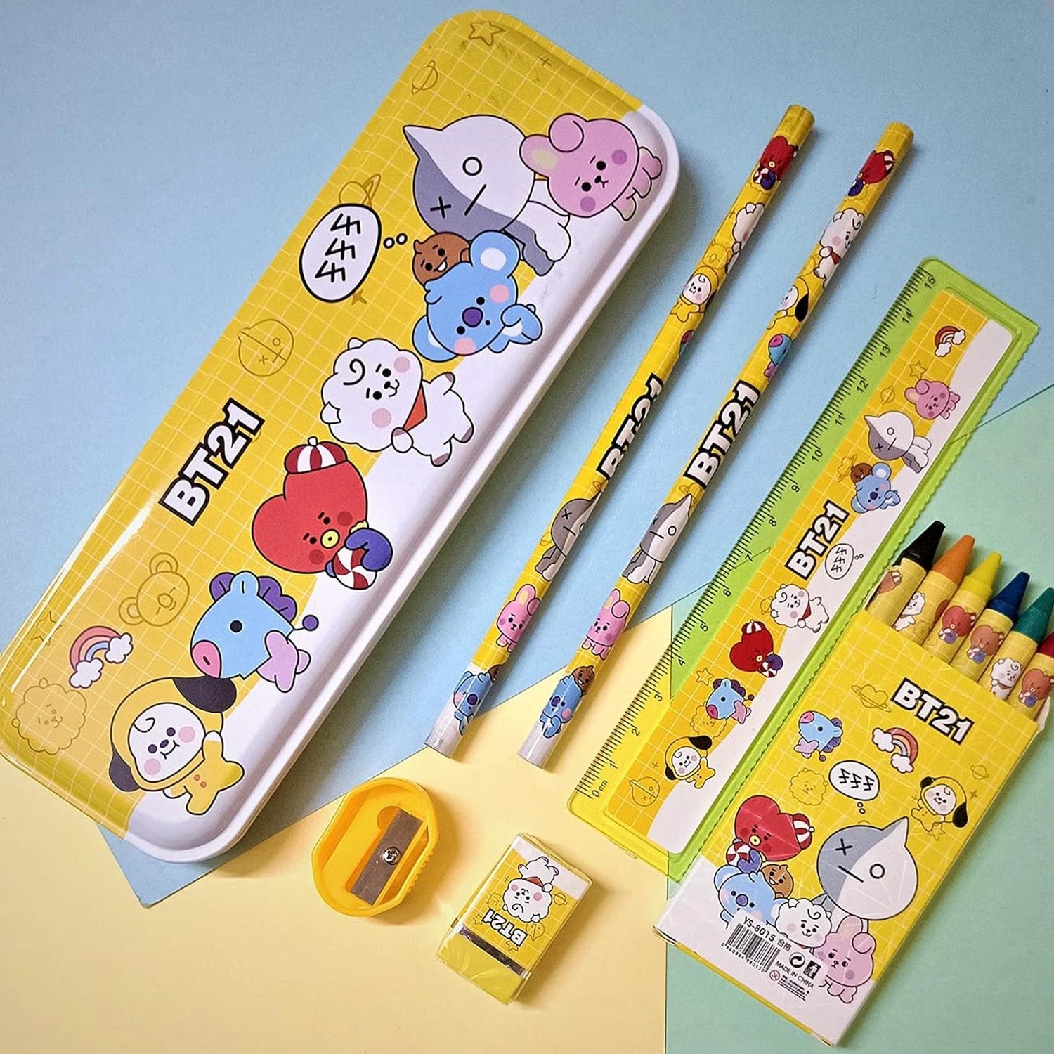 3294 Stationery Kit For Kids - Stationery Set Includes Metal Pencil Box Sharpener Pencil And Eraser Set School Supply Set Birthday Return Gift For Kids Boys Girls (12 Pc Set) - 69KART