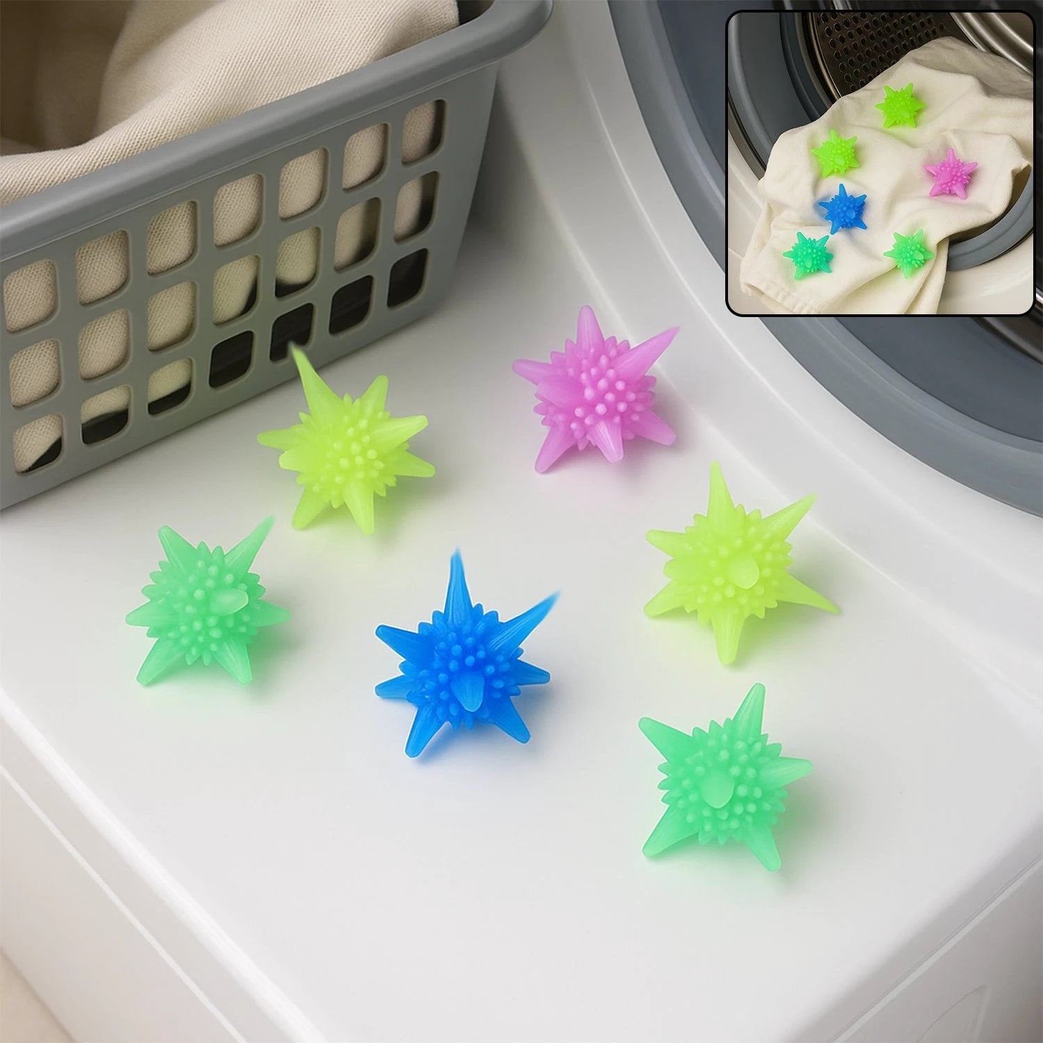 Washing Machine Laundry Reusable Soft Spiky Balls (6 Pc) by Wukusy