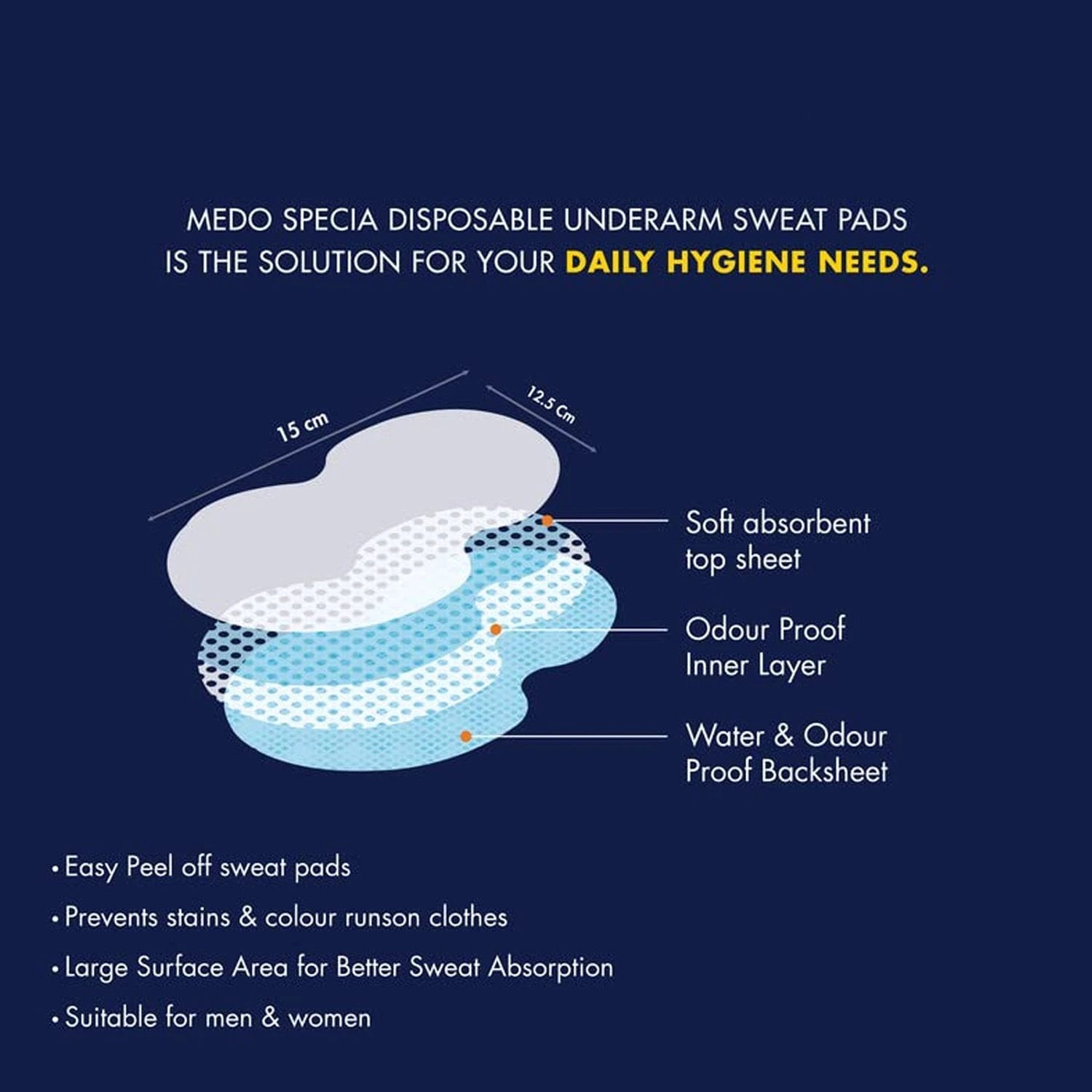 0978 Underarms Sweat Pads Disposable Highly Absorbent Pads Cotton Anti-allergic Anti Bacteria Anti Smell Underarm Perspiration Pad For Men And Women (Pack Of 10) by Wukusy