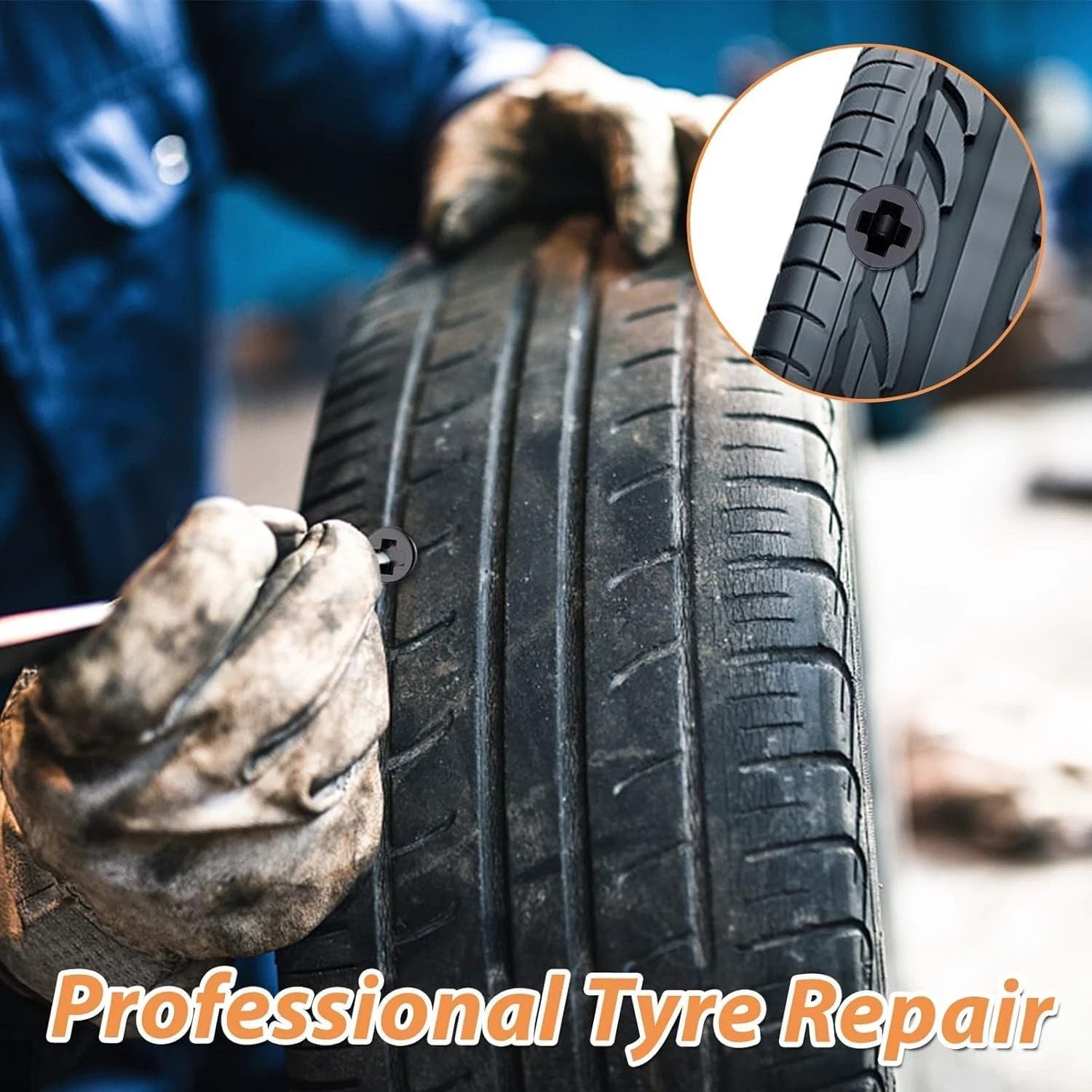 Tire Repair Rubber Nail Car Tire Repair Nails Tire Repair Rubber Screws Black (10 Pcs Set) - 69KART