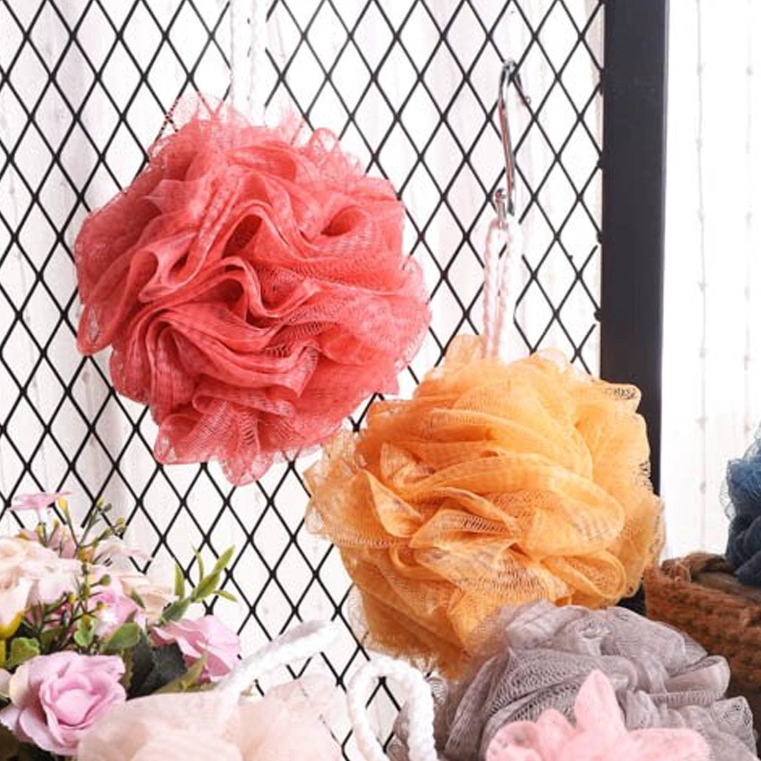 1462b Bath Sponge Round Loofah And Back Scrubber For Men And Women by Wukusy