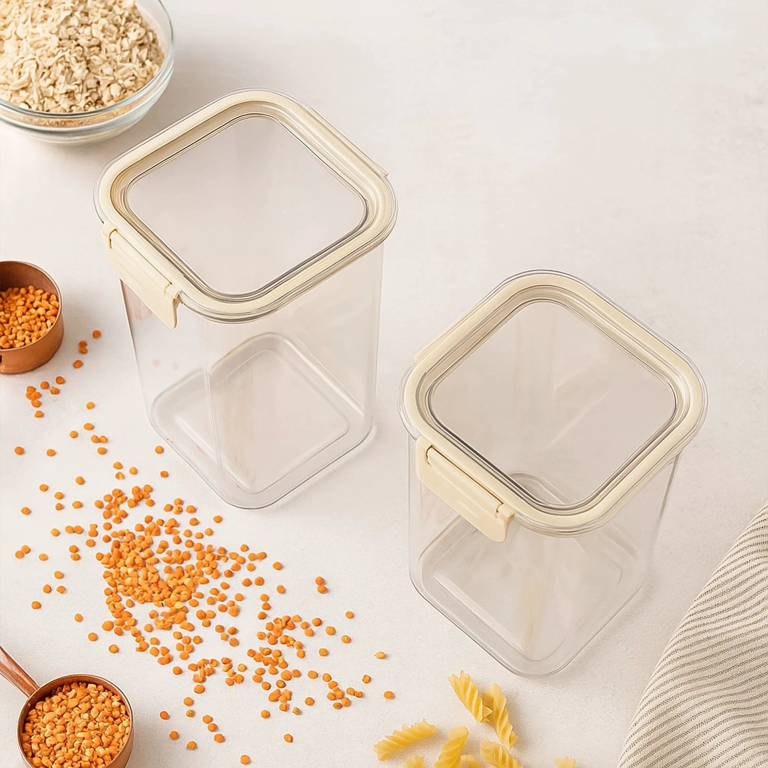 Apex Press N Lock Airtight Kitchen Storage Container Set (2pc1400ml) Approx by Wukusy