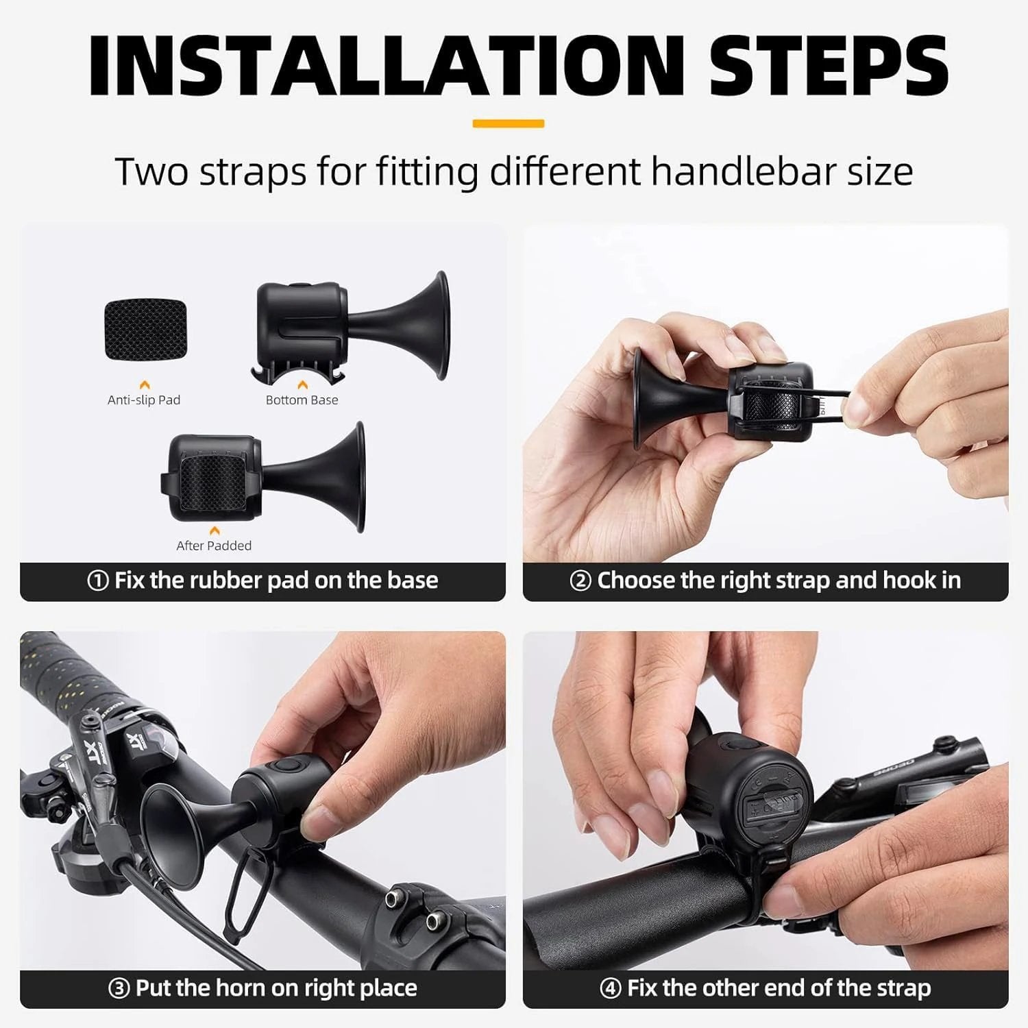 8590 Bicycle Air Horn Loud - 120db 1 Sound Mode Electronic Bicycle Bellsuper Electric Horn With Long Standby Button Battery Operatedipx4 Waterproof Loud Bell For Adults by Wukusy